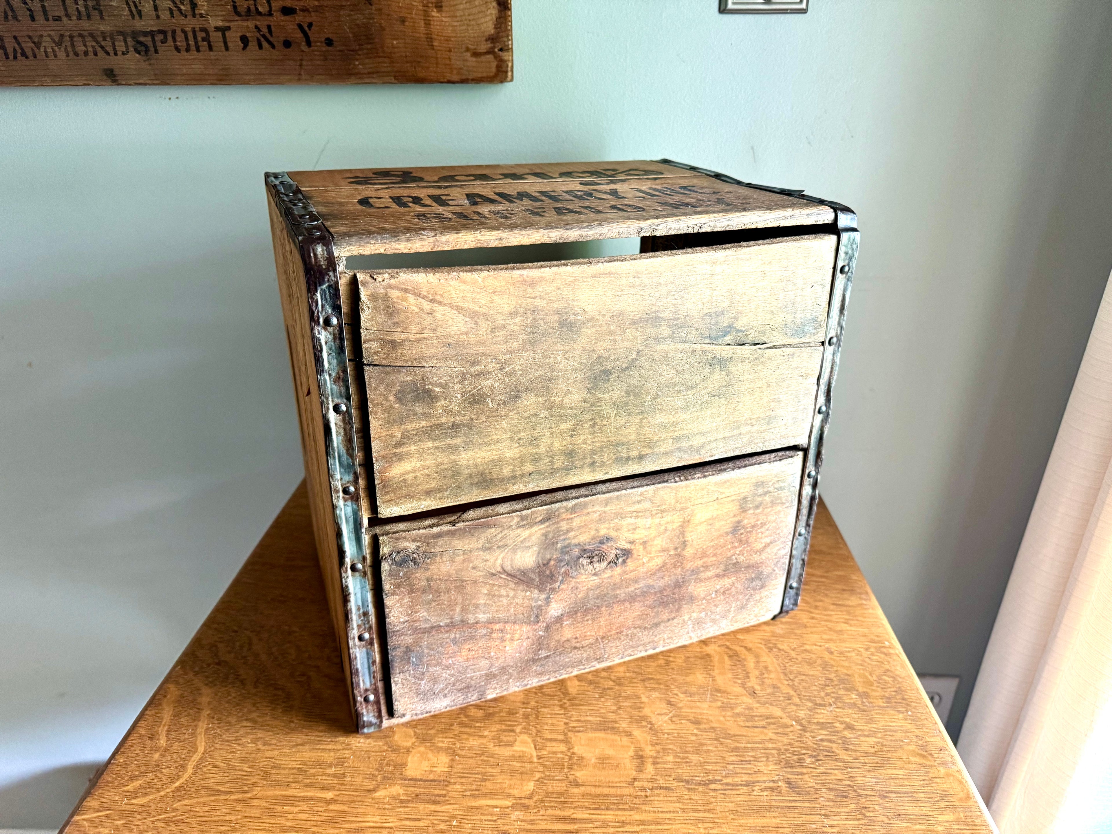 1950's Lang's Creamery Inc. Milk Crate | Buffalo NY Milk Crate| Lang's Creamery Milk Bottle Crate | Rustic Storage| J.H. Dunning Milk Crate
