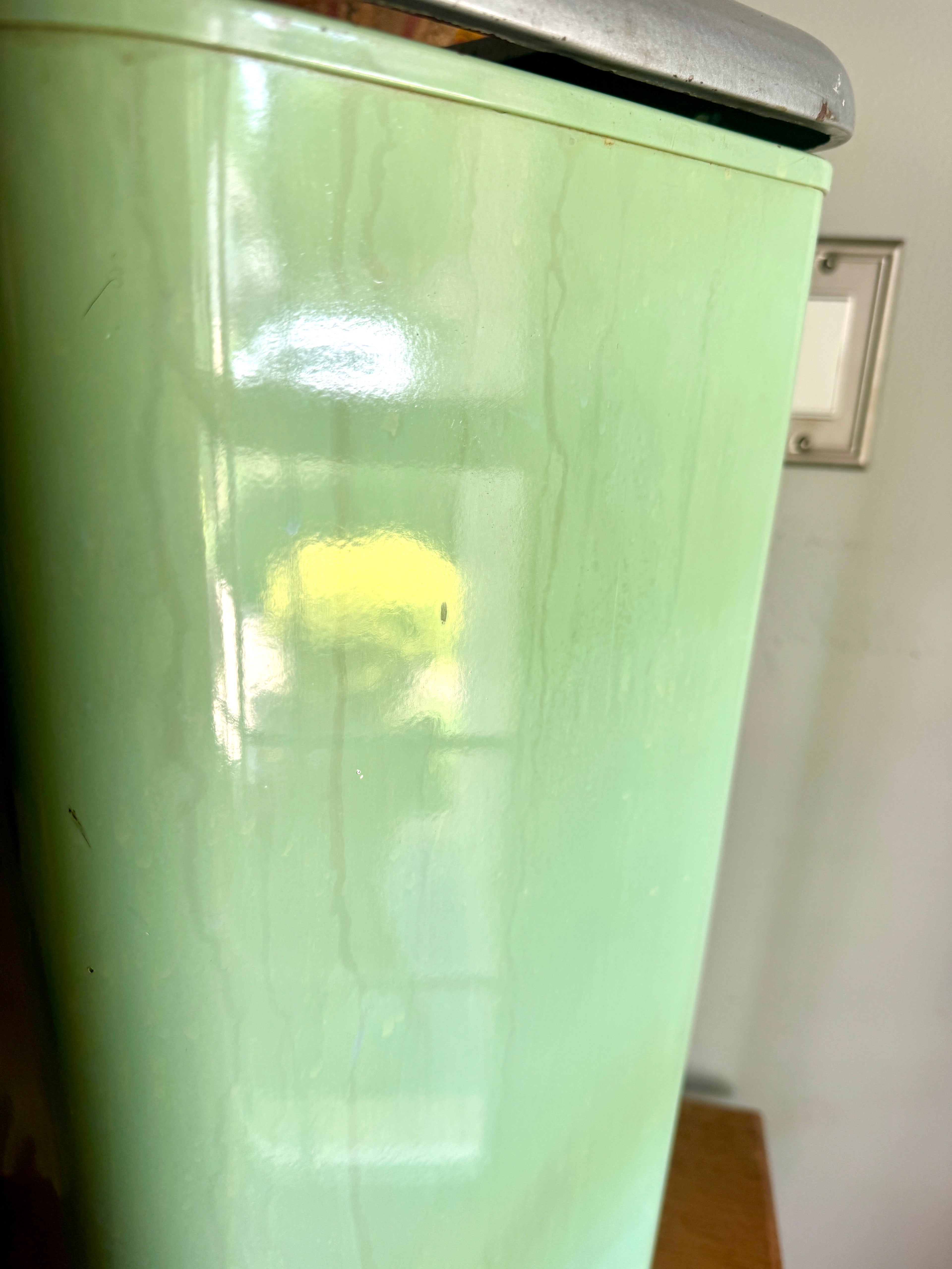 1960s Green Industrial Mid Century Modern Trash Can ~ Mint Green Hamilton Atomic Trash Can