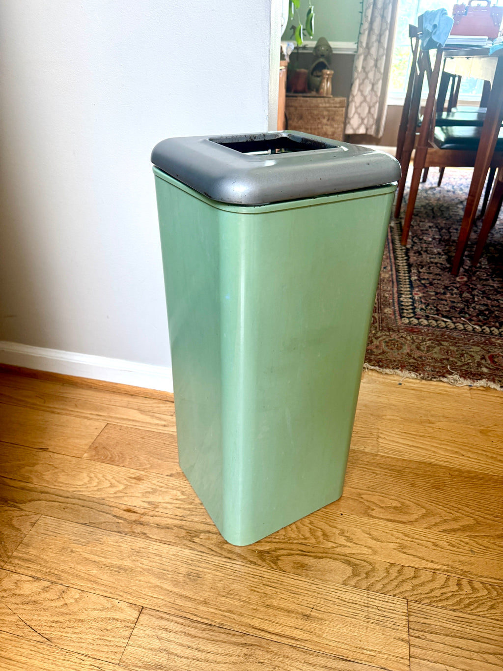 1960s Green Industrial Mid Century Modern Trash Can ~ Mint Green Hamilton Atomic Trash Can