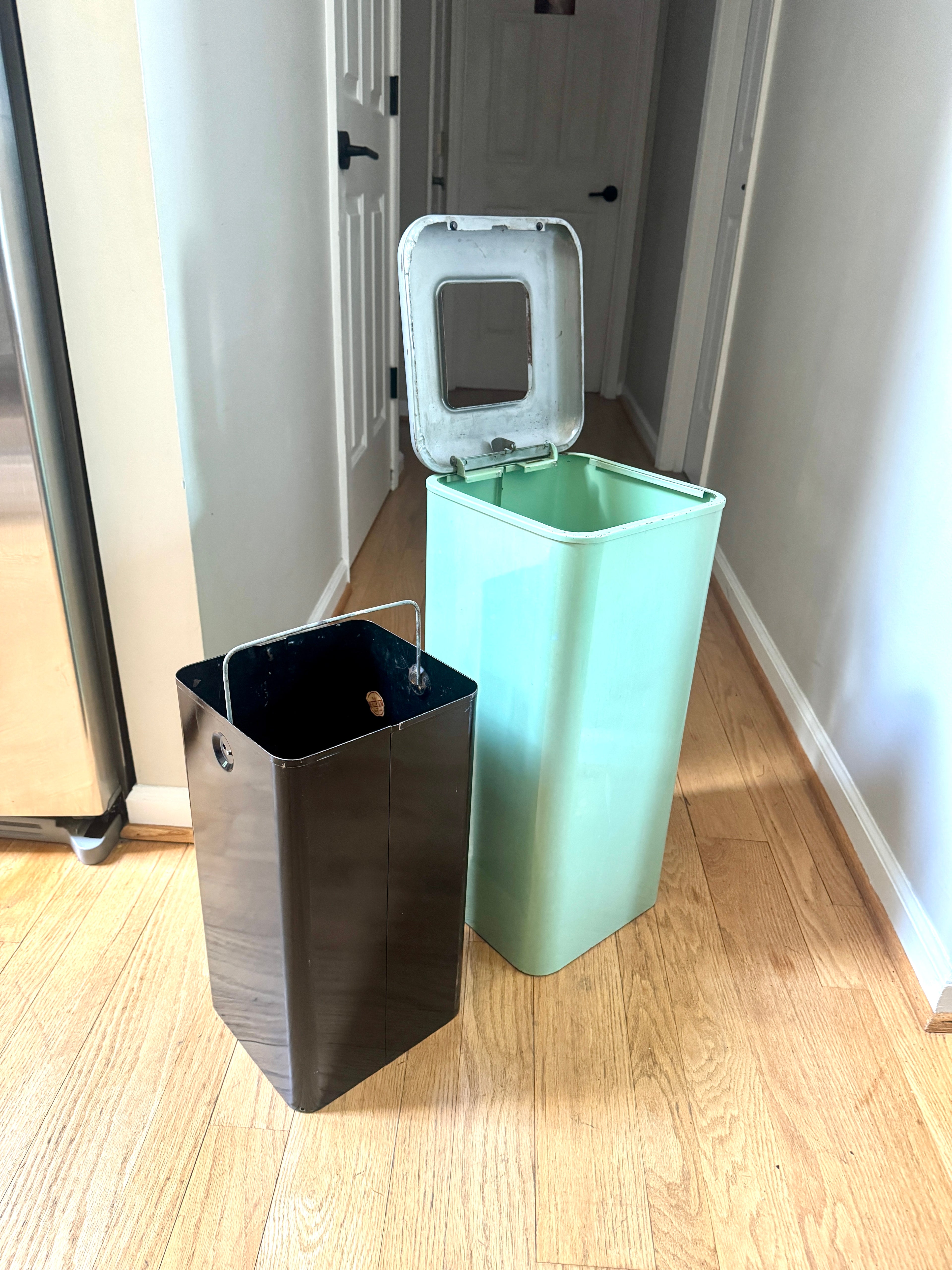 1960s Green Industrial Mid Century Modern Trash Can ~ Mint Green Hamilton Atomic Trash Can
