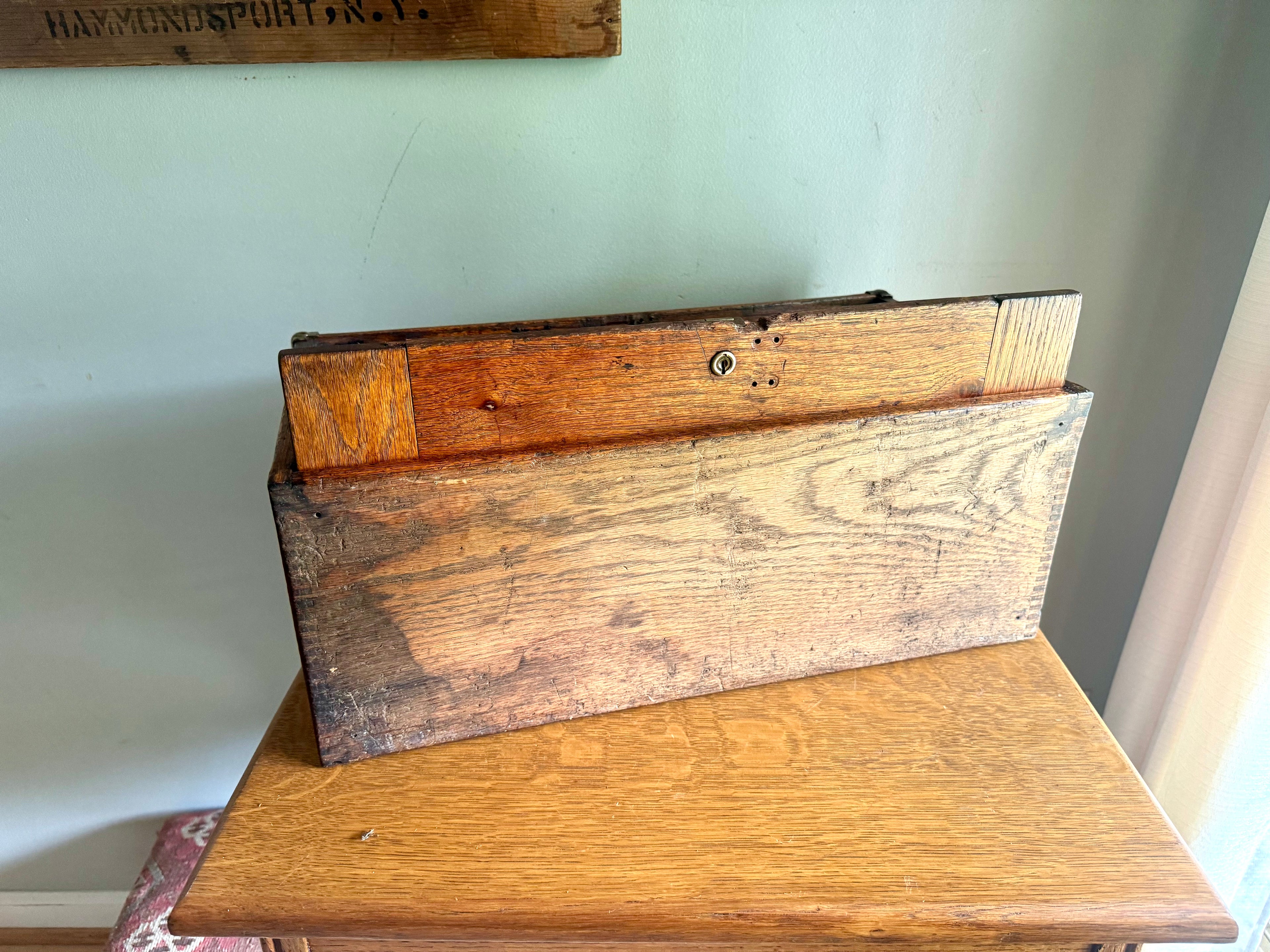 Vintage Oak Machinist Tool Chest | Wooden Tool Chest | Oak Journeyman Chest | 6 Drawer Wood Toolbox With Front Cover | Wood Tool Chest