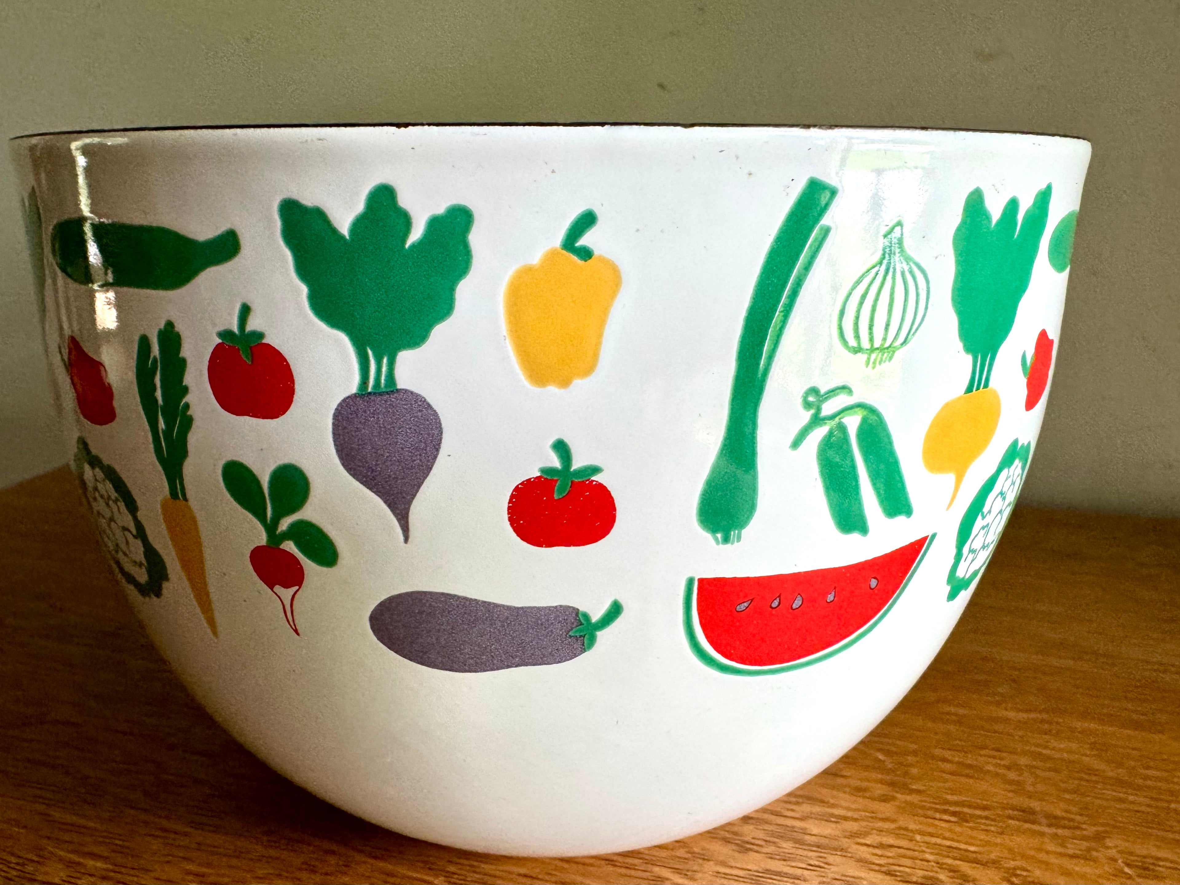 Vintage Finel Bowl | Kaj Franck Finel Enamel Bowl| Vintage Vegetable Enamel Bowl | Made In Finland| Final Arabia White Enamel Vegetable Bowl