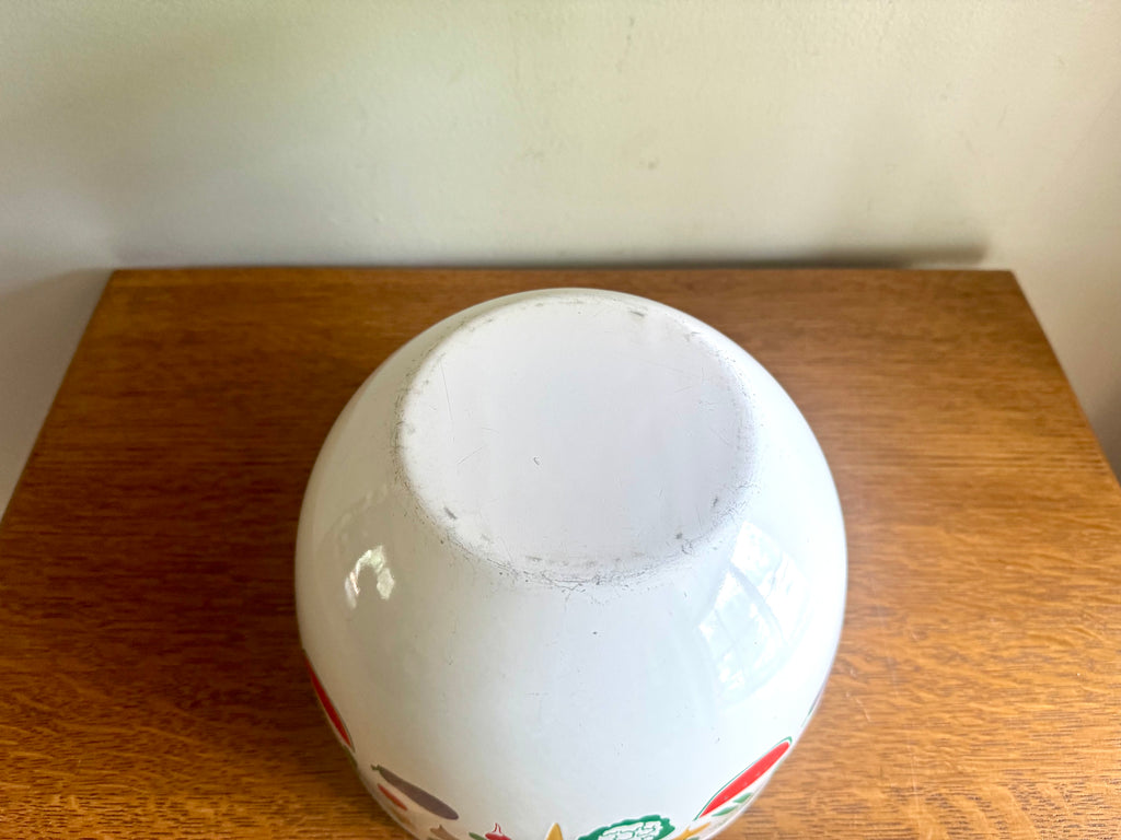 Vintage Finel Bowl | Kaj Franck Finel Enamel Bowl| Vintage Vegetable Enamel Bowl | Made In Finland| Final Arabia White Enamel Vegetable Bowl