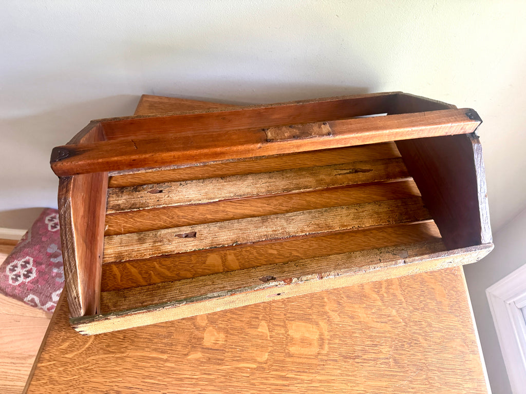 Antique Wood Slat Gathering Caddy ~ Primitive Wooden Slat Caddy