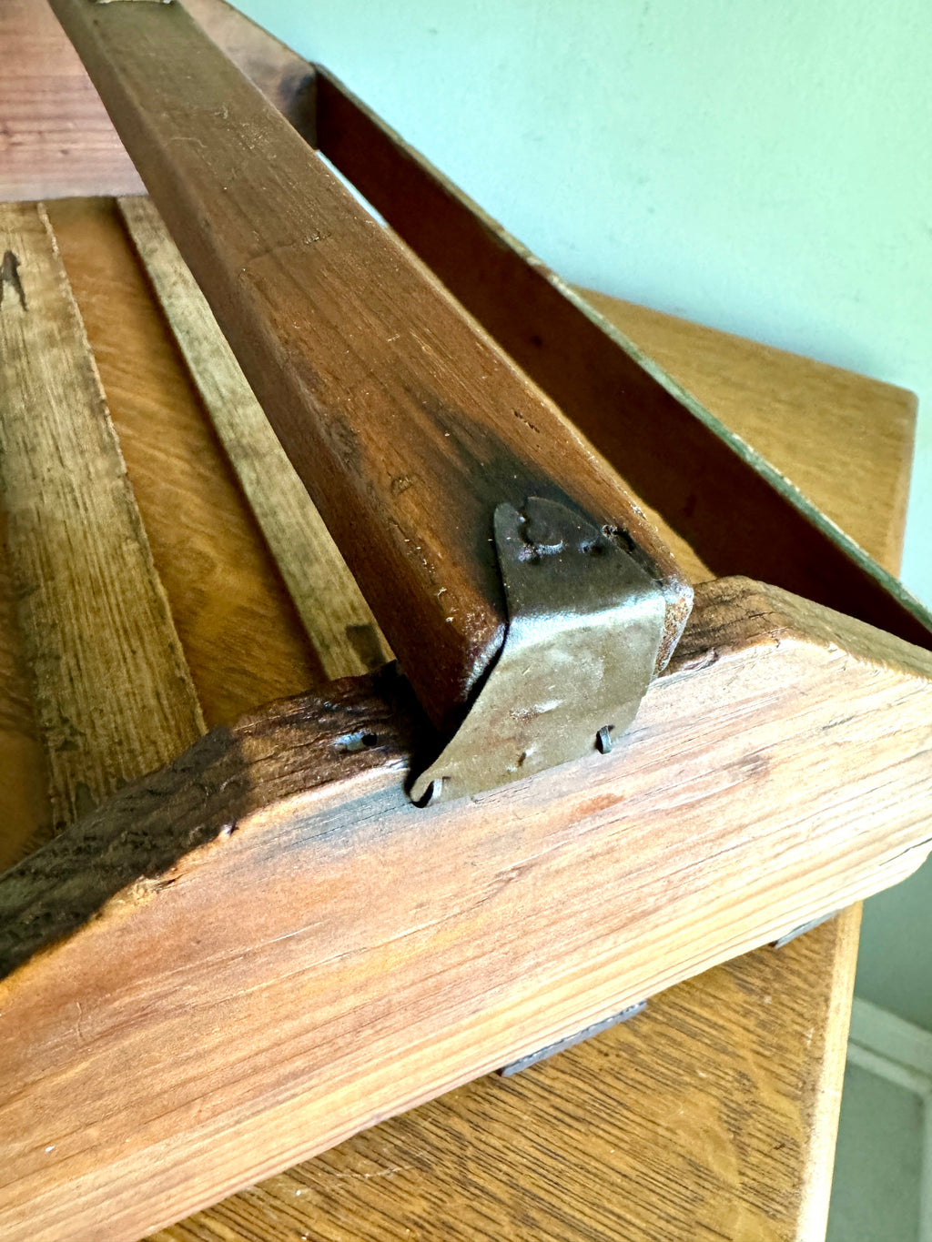 Antique Wood Slat Gathering Caddy ~ Primitive Wooden Slat Caddy