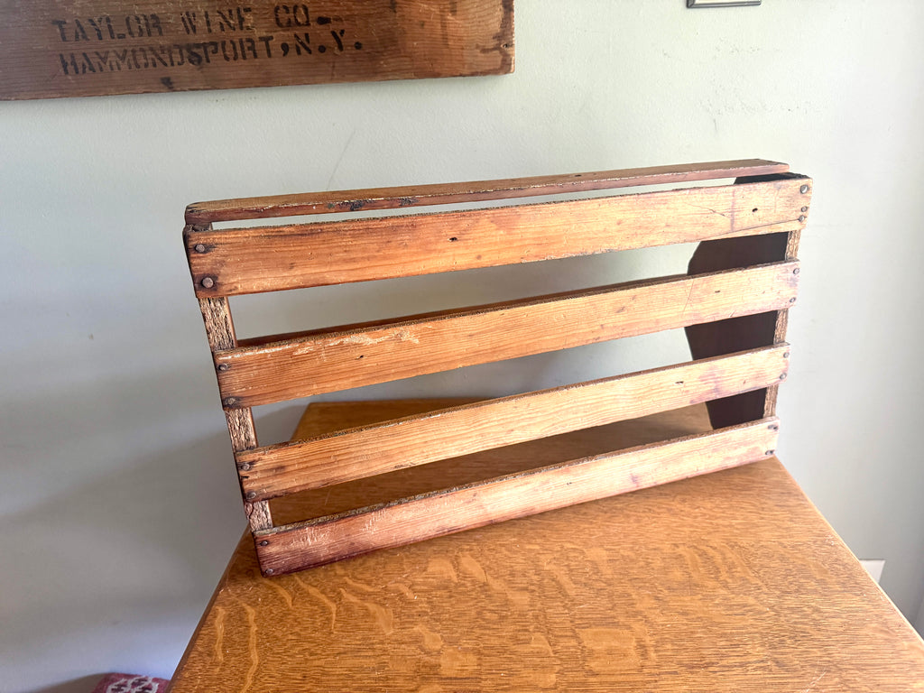 Antique Wood Slat Gathering Caddy ~ Primitive Wooden Slat Caddy