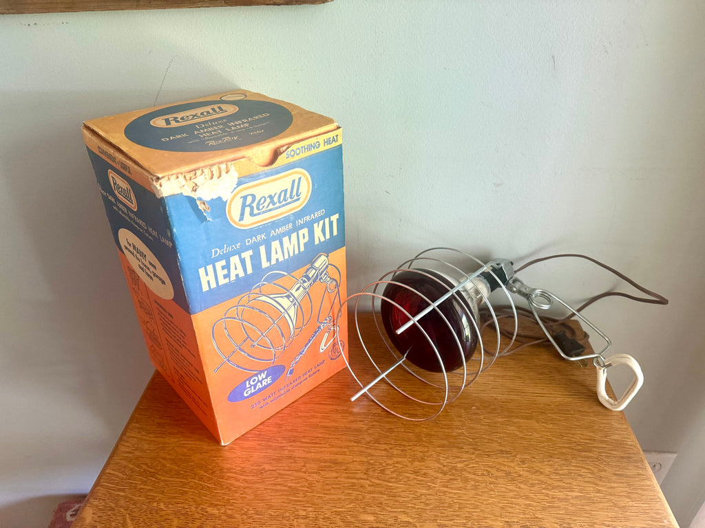 Vintage Rexell Deluxe Infrared Heat Lamp Kit | Rexall X167 Dark Amber Infrared Heat Lamp and Clamp | Clamp On Red Infrared Table Heatlamp