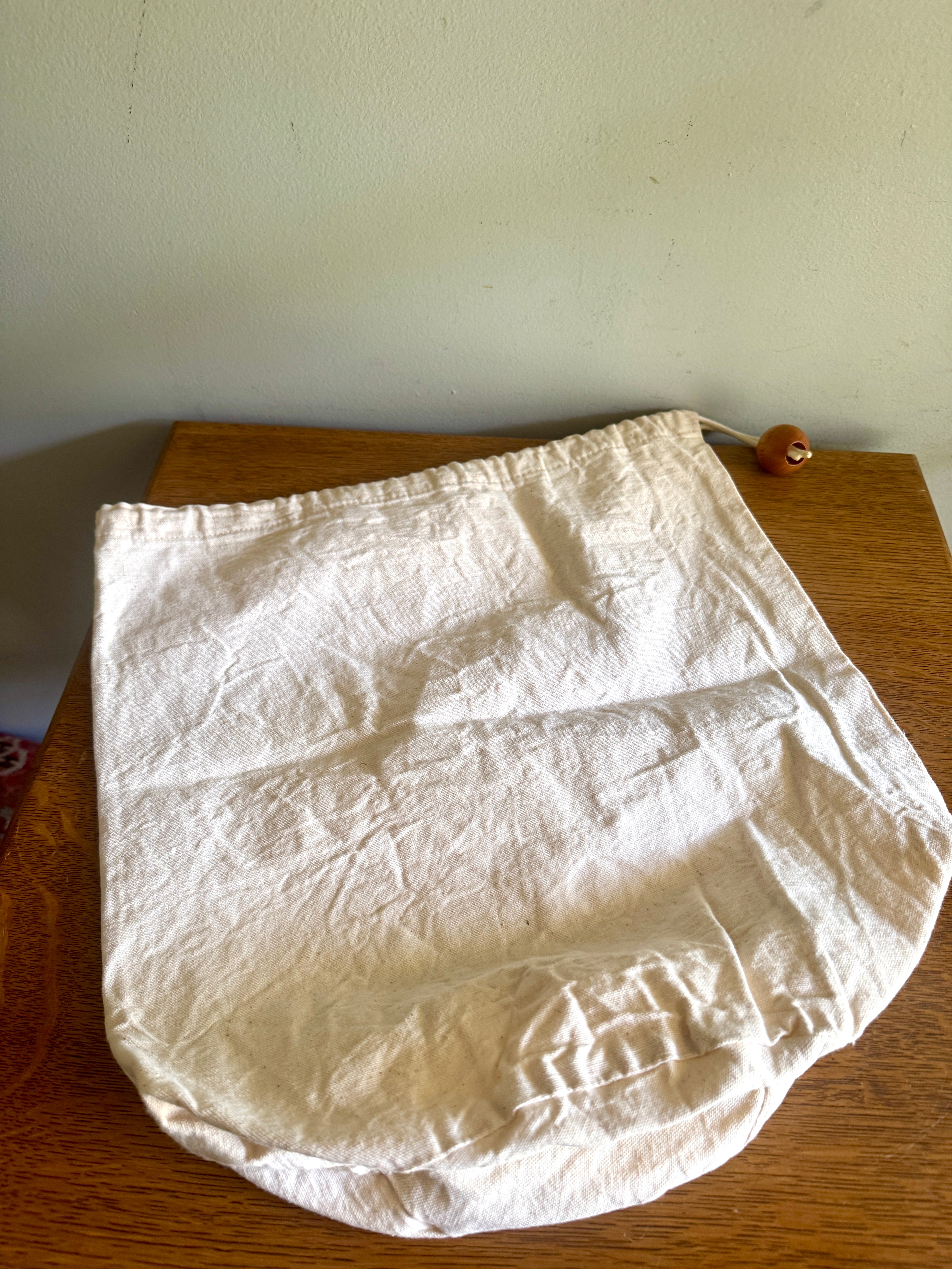 Vintage 1979 Kelloggs Canvas Sunshine Tote ~ 70's Canvas Drawstring Sunshine Tote with Wood Knob