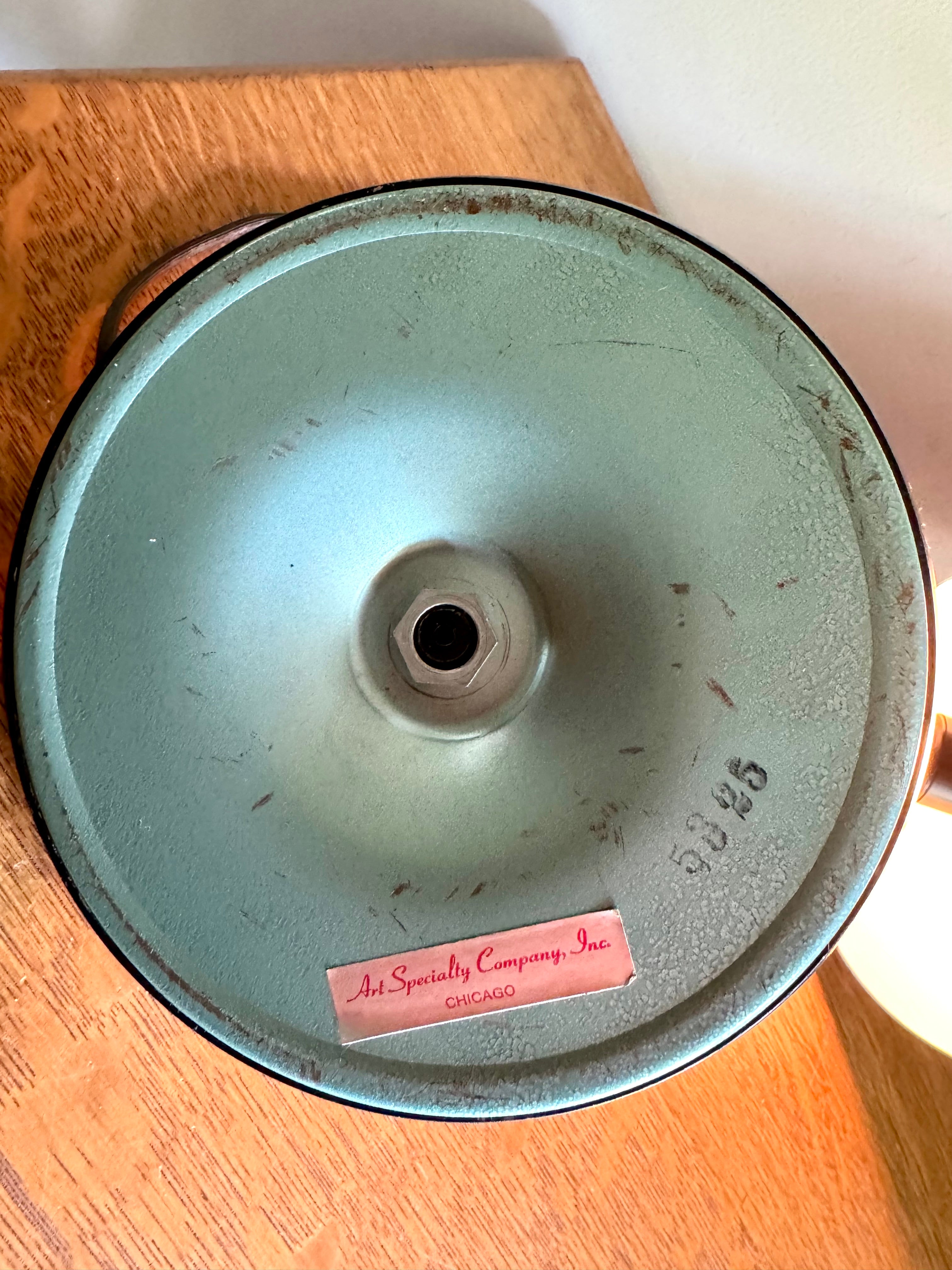 Vintage Red Art Specialty Table Lamp | Post Modern Atomic Desk Lamp | Red Flying Saucer Shade Desk Lamp | Red MCM Desk Lamp