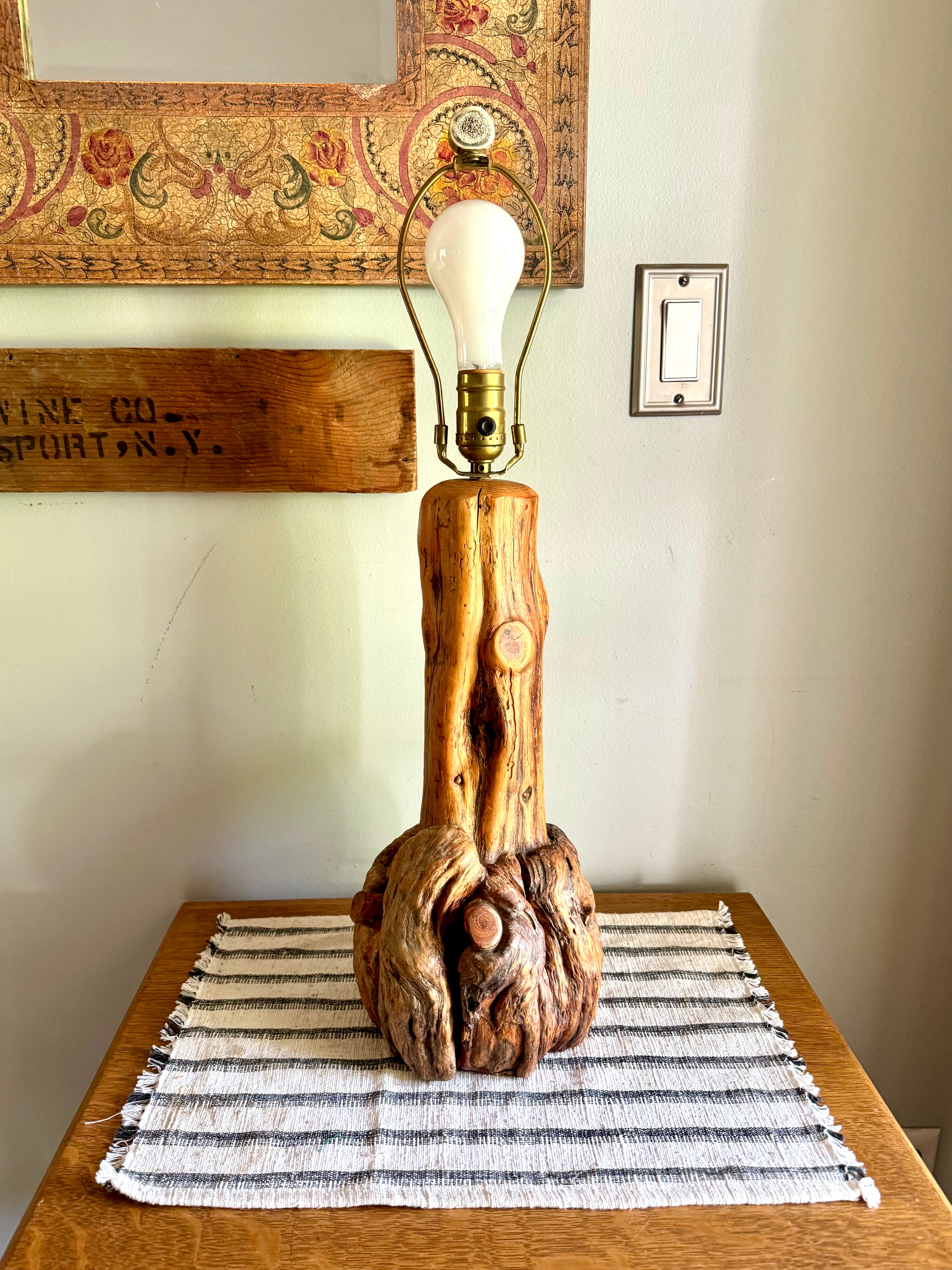 Vintage Natural Tree Burl Lamp | Rustic Burl Wood Lamp | Rustic Tree Burl Wood Lamp | Rustic Natural Tree Knot Lamp | Cabin Decor Lamp