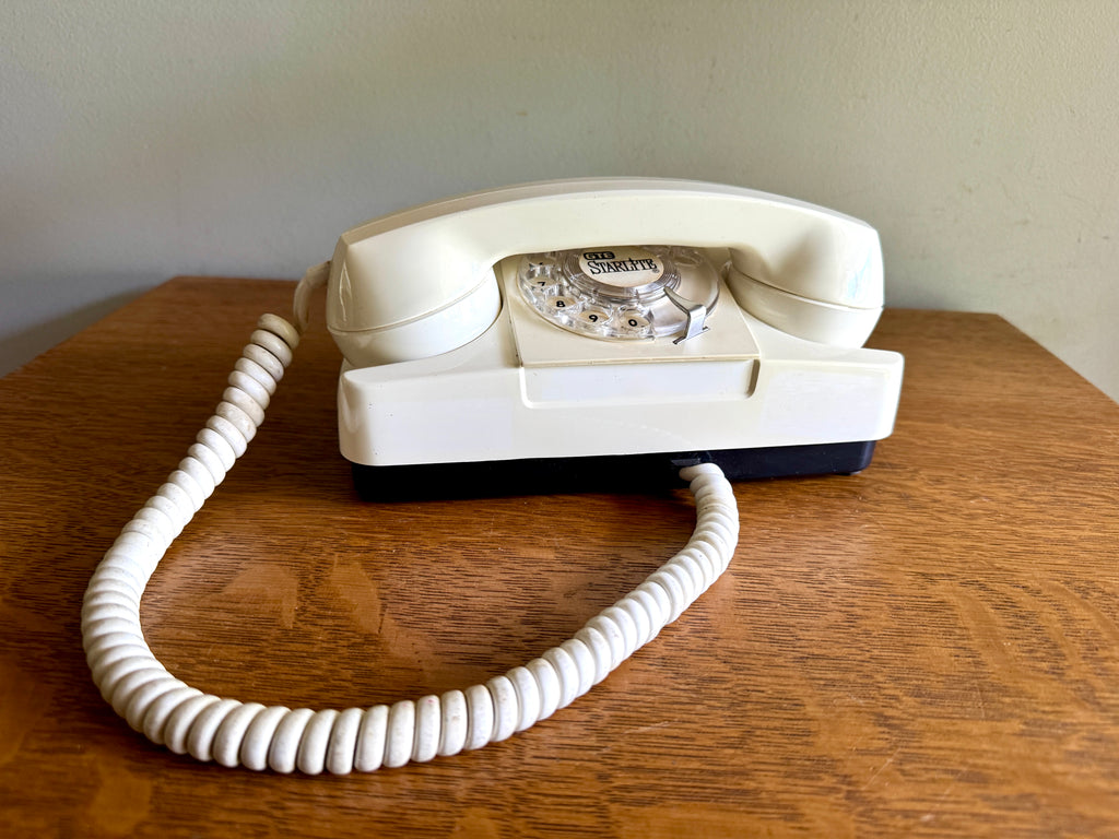 Vintage GTE Starlite Rotary Dial White Telephone ~ 60's White Princess Rotary Monophone