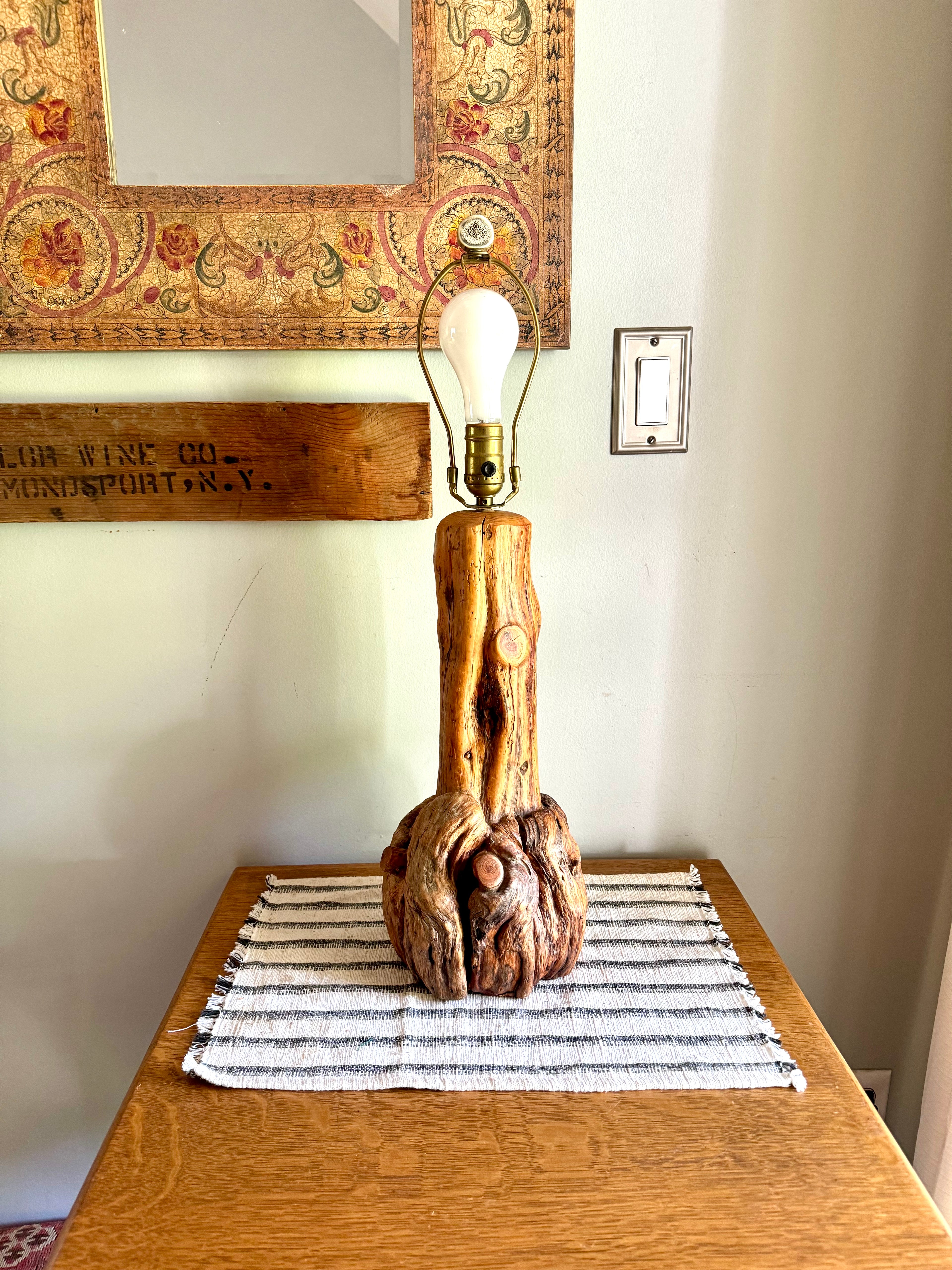 Vintage Natural Tree Burl Lamp | Rustic Burl Wood Lamp | Rustic Tree Burl Wood Lamp | Rustic Natural Tree Knot Lamp | Cabin Decor Lamp