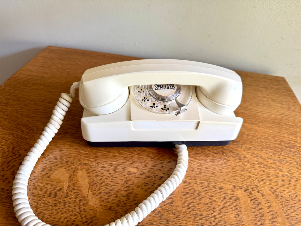 Vintage GTE Starlite Rotary Dial White Telephone ~ 60's White Princess Rotary Monophone
