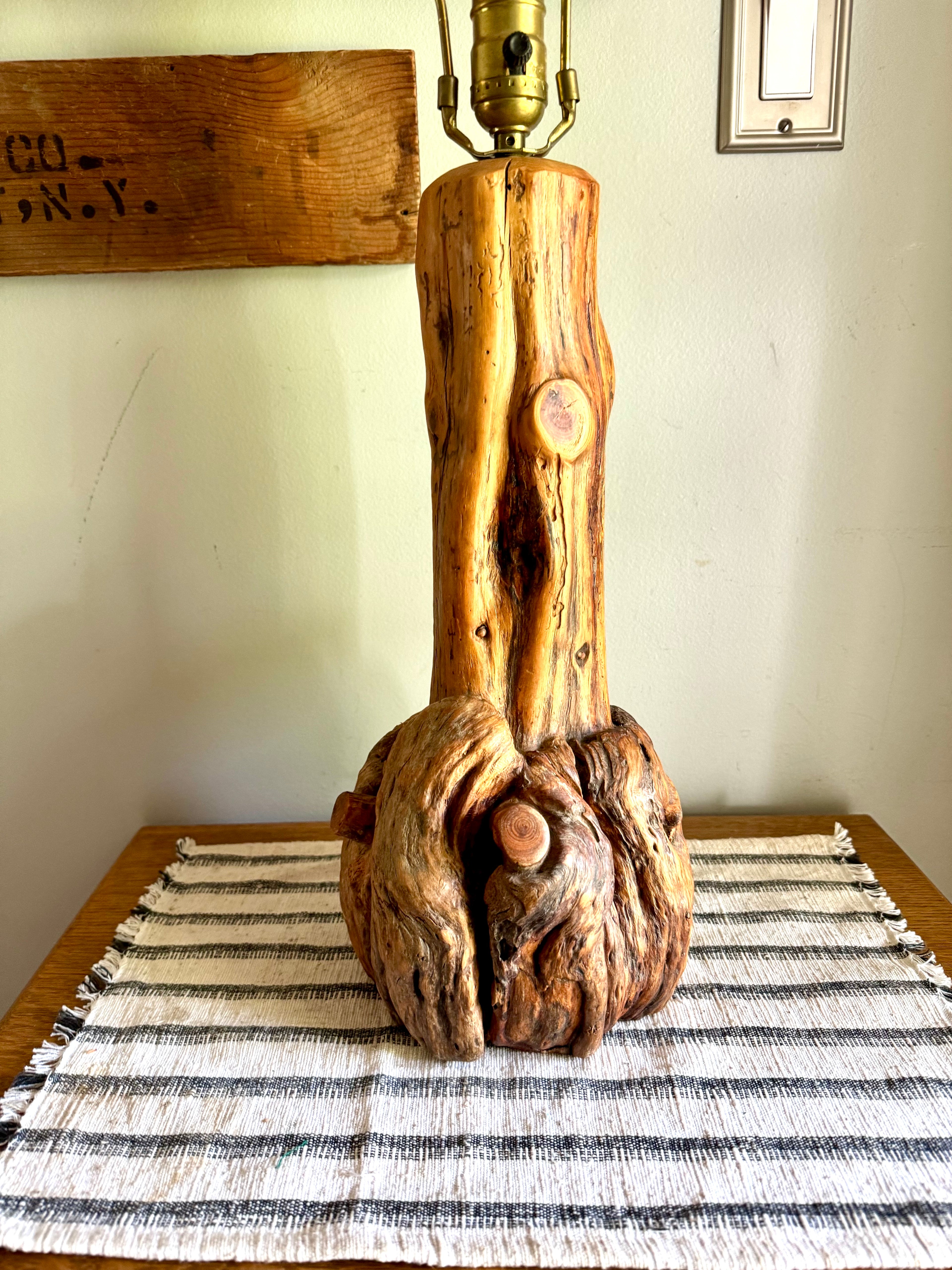 Vintage Natural Tree Burl Lamp | Rustic Burl Wood Lamp | Rustic Tree Burl Wood Lamp | Rustic Natural Tree Knot Lamp | Cabin Decor Lamp