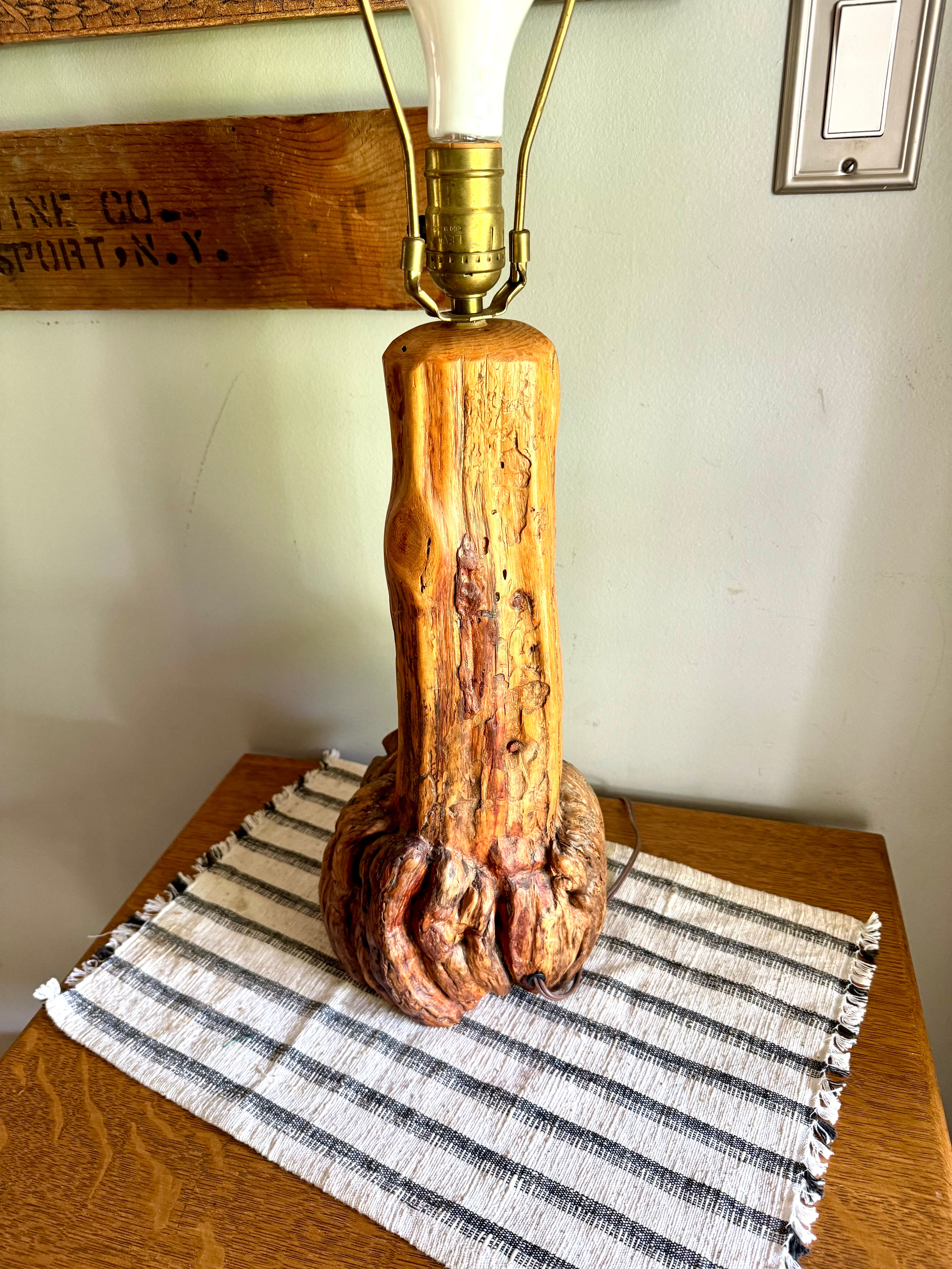 Vintage Natural Tree Burl Lamp | Rustic Burl Wood Lamp | Rustic Tree Burl Wood Lamp | Rustic Natural Tree Knot Lamp | Cabin Decor Lamp