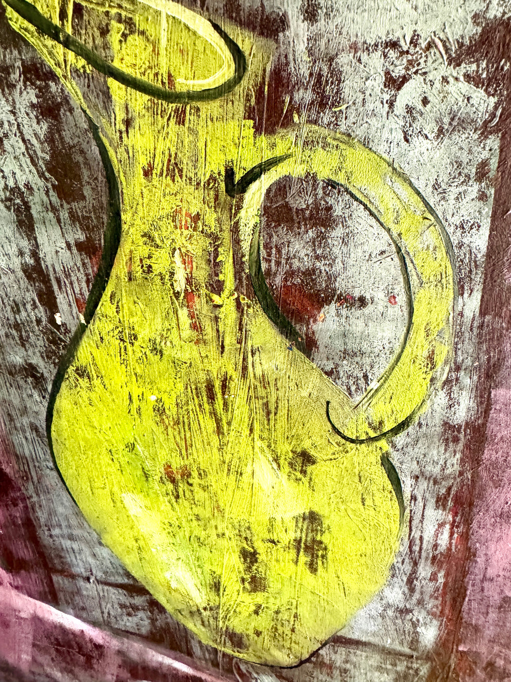 MCM Abstract Still Life Painting ~ 1954 Framed RF Phillips Signed Textured Painting
