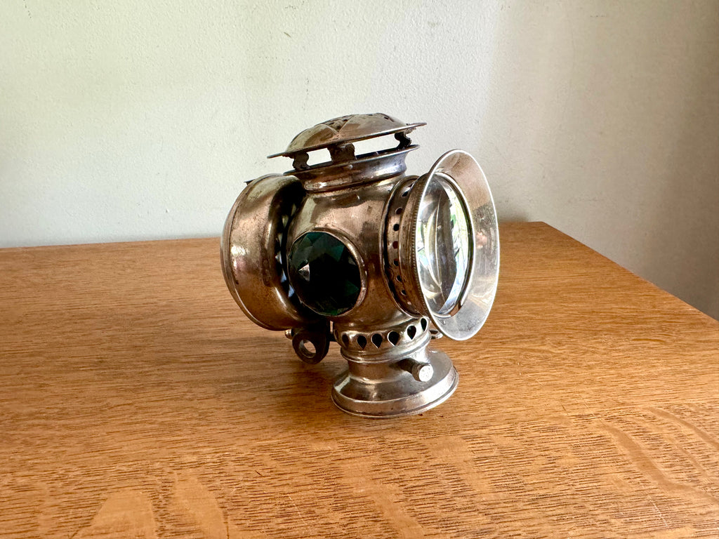 Antique Badger Brass Company Solar Bicycle Lantern | Silver Solar Carbide Bicycle/Motorcycle Lantern Minus Tank | Victorian Bike Lantern