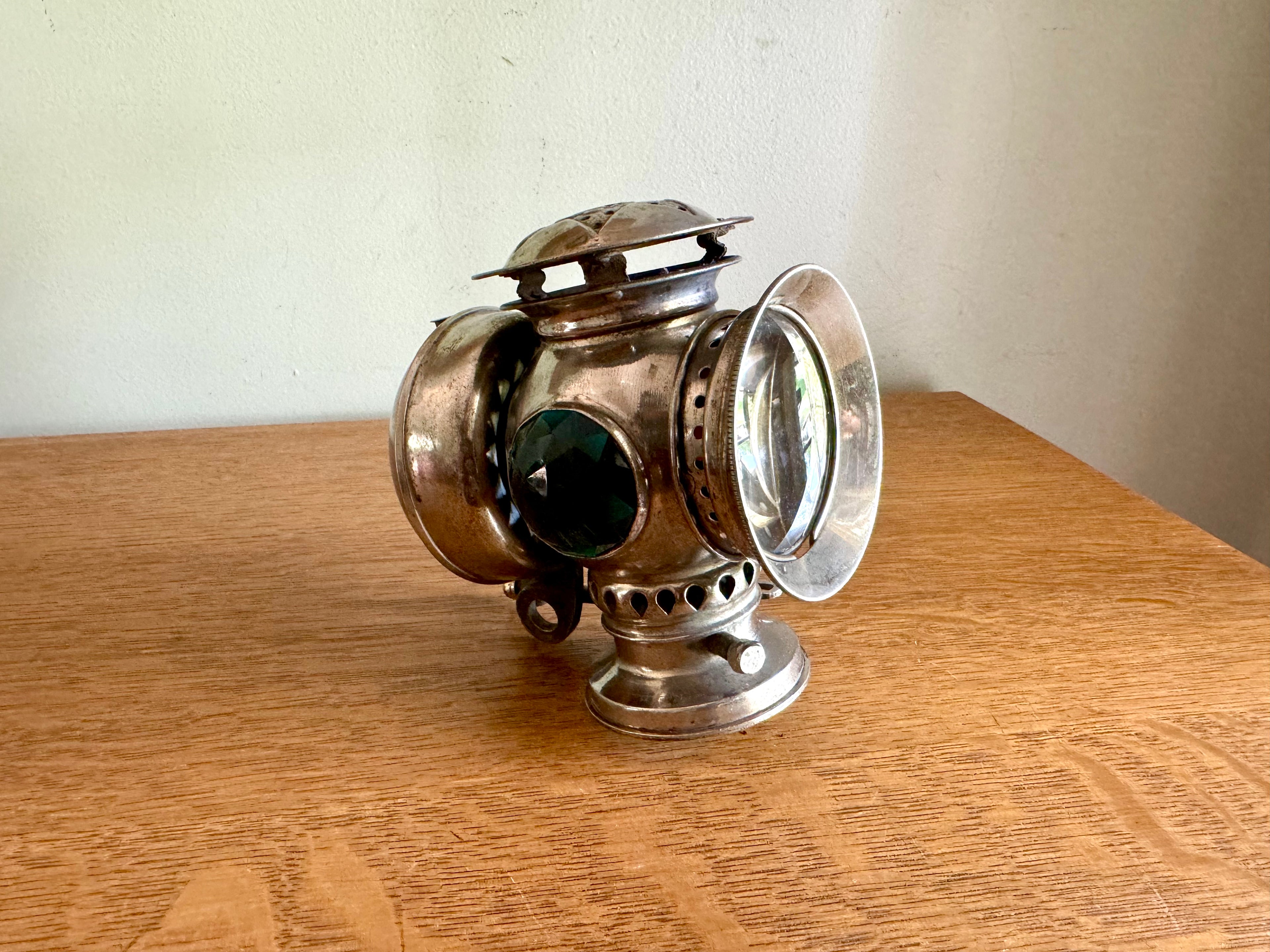 Antique Badger Brass Company Solar Bicycle Lantern | Silver Solar Carbide Bicycle/Motorcycle Lantern Minus Tank | Victorian Bike Lantern