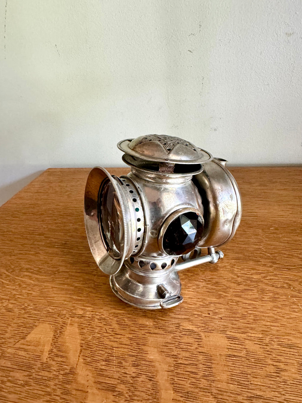 Antique Badger Brass Company Solar Bicycle Lantern | Silver Solar Carbide Bicycle/Motorcycle Lantern Minus Tank | Victorian Bike Lantern