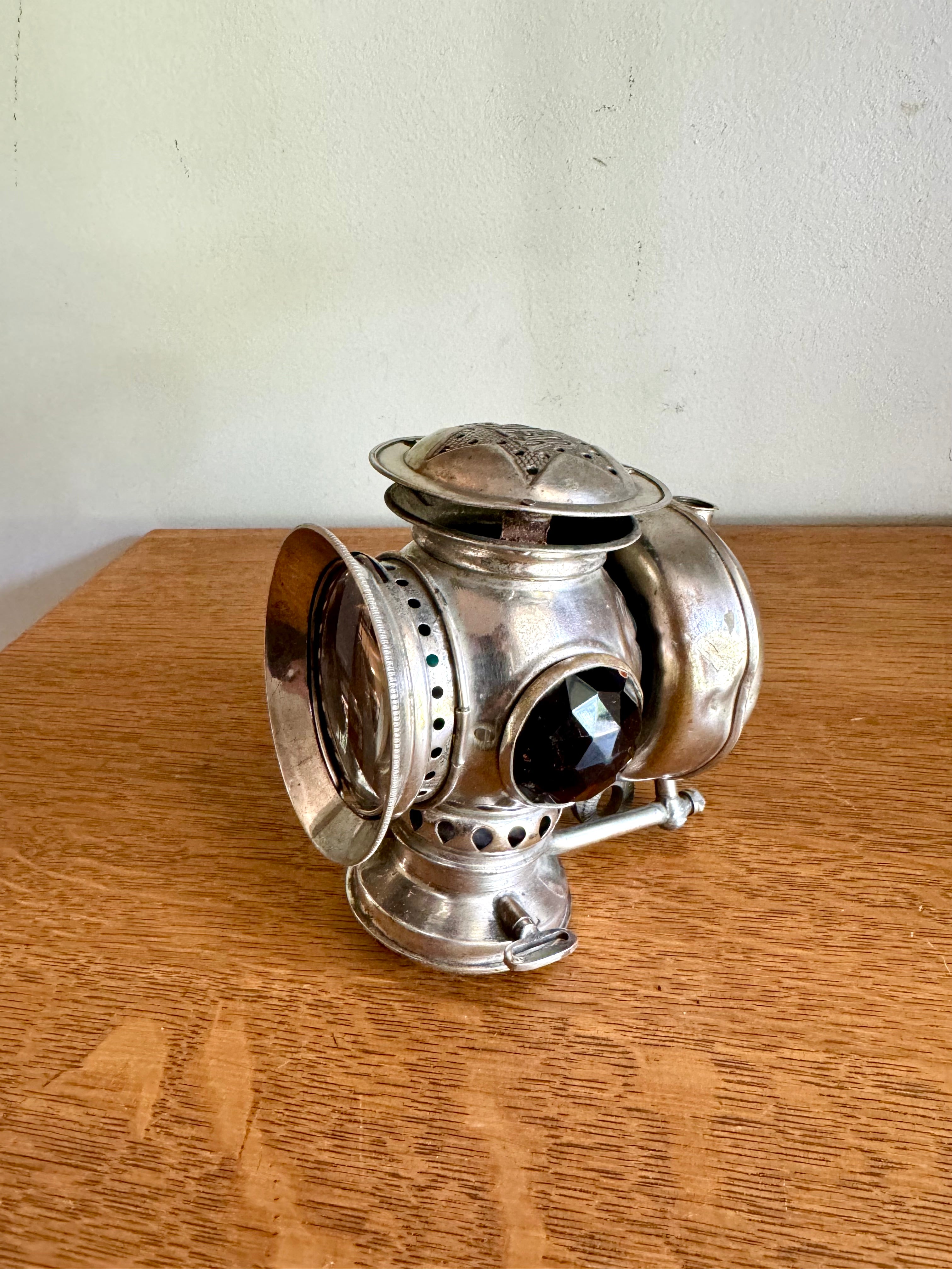 Antique Badger Brass Company Solar Bicycle Lantern | Silver Solar Carbide Bicycle/Motorcycle Lantern Minus Tank | Victorian Bike Lantern