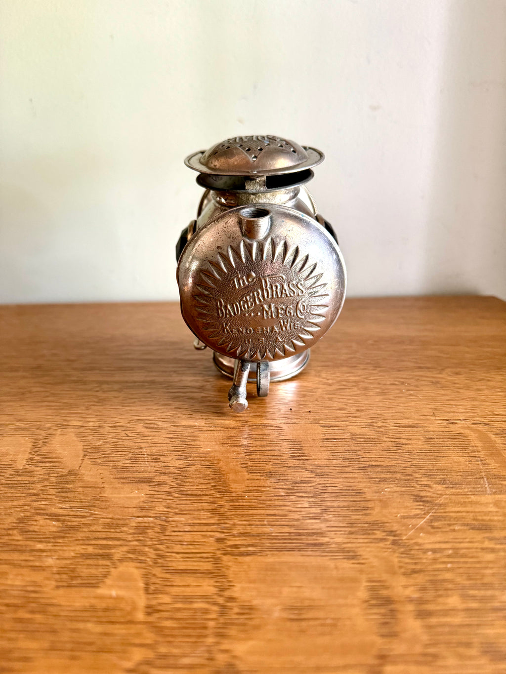 Antique Badger Brass Company Solar Bicycle Lantern | Silver Solar Carbide Bicycle/Motorcycle Lantern Minus Tank | Victorian Bike Lantern