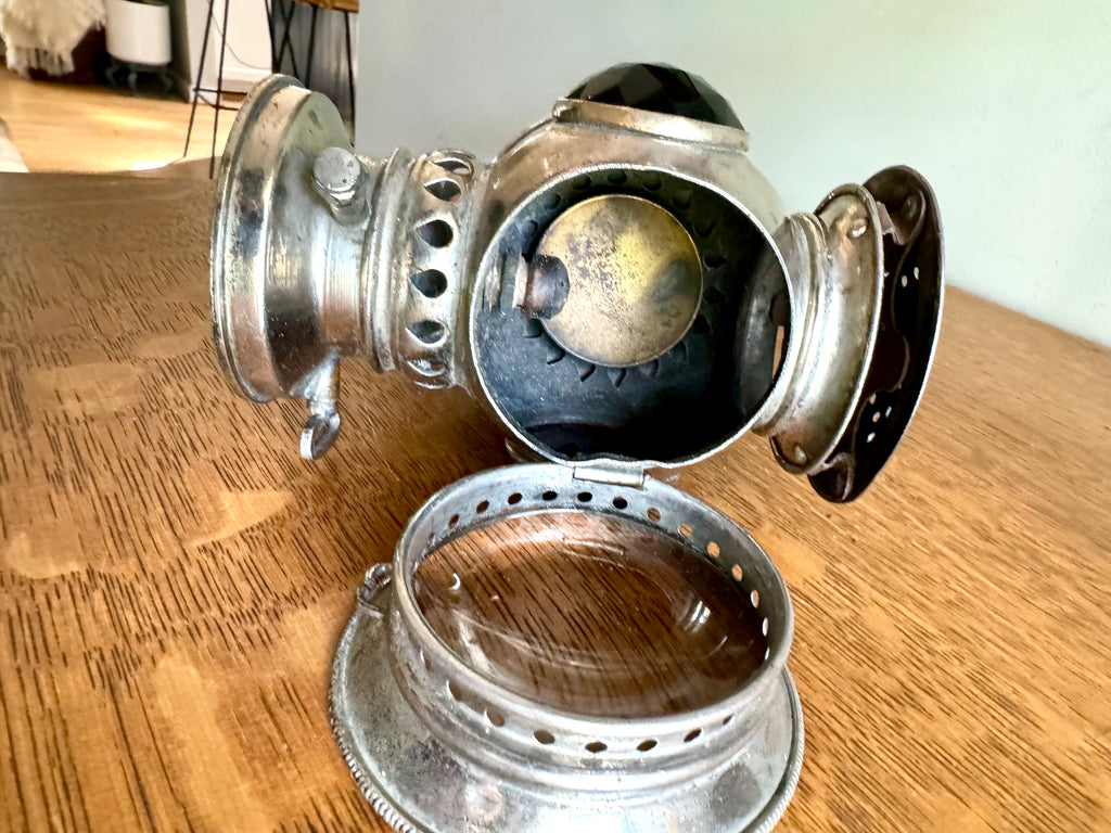 Antique Badger Brass Company Solar Bicycle Lantern | Silver Solar Carbide Bicycle/Motorcycle Lantern Minus Tank | Victorian Bike Lantern