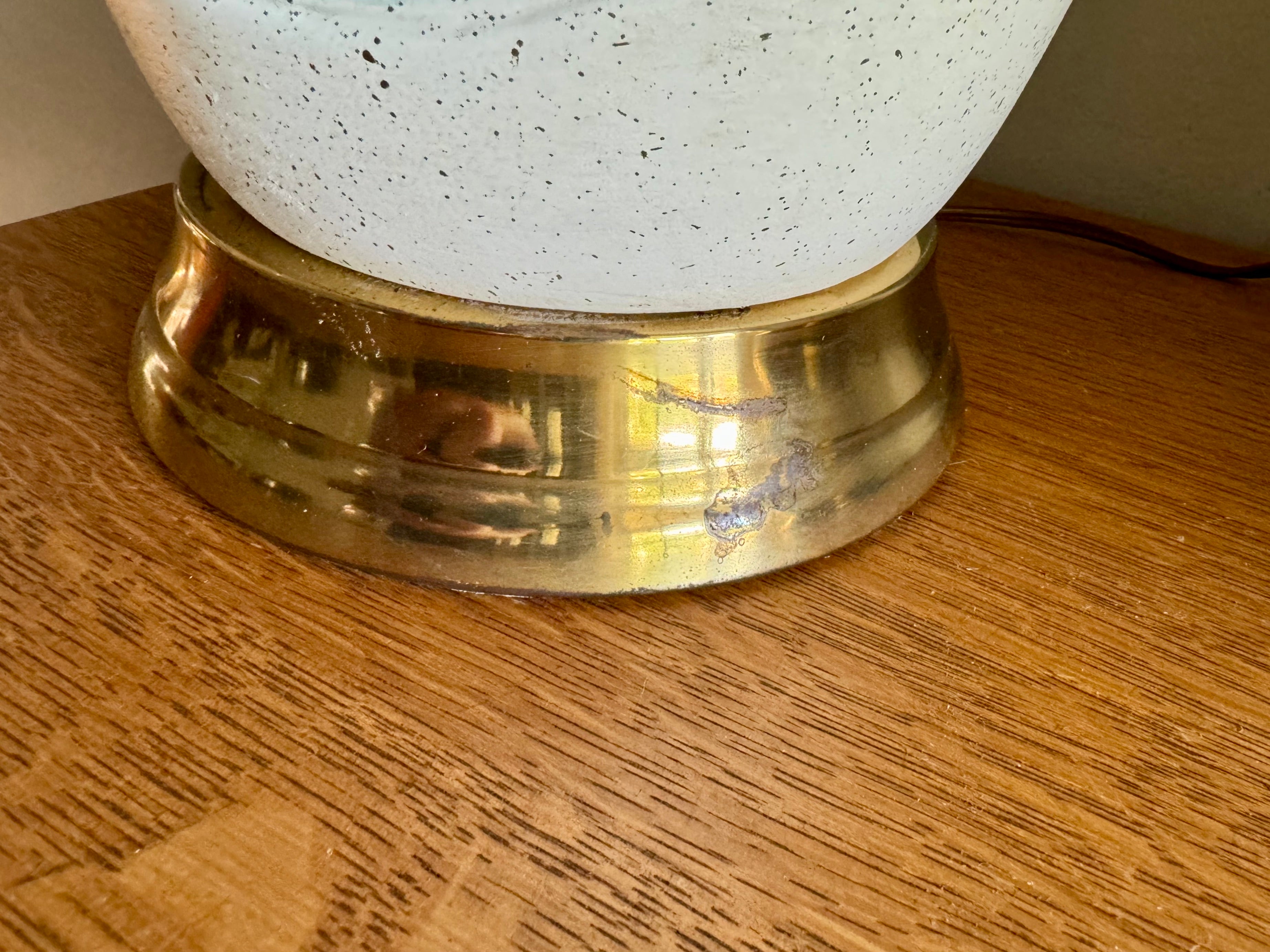 Pair of Mid Century White Ceramic Lamps | Matching MCM Ceramic and Teak Lamps | White Textured Grooved Colorful Ceramic Lamps(Shade Not Inc)