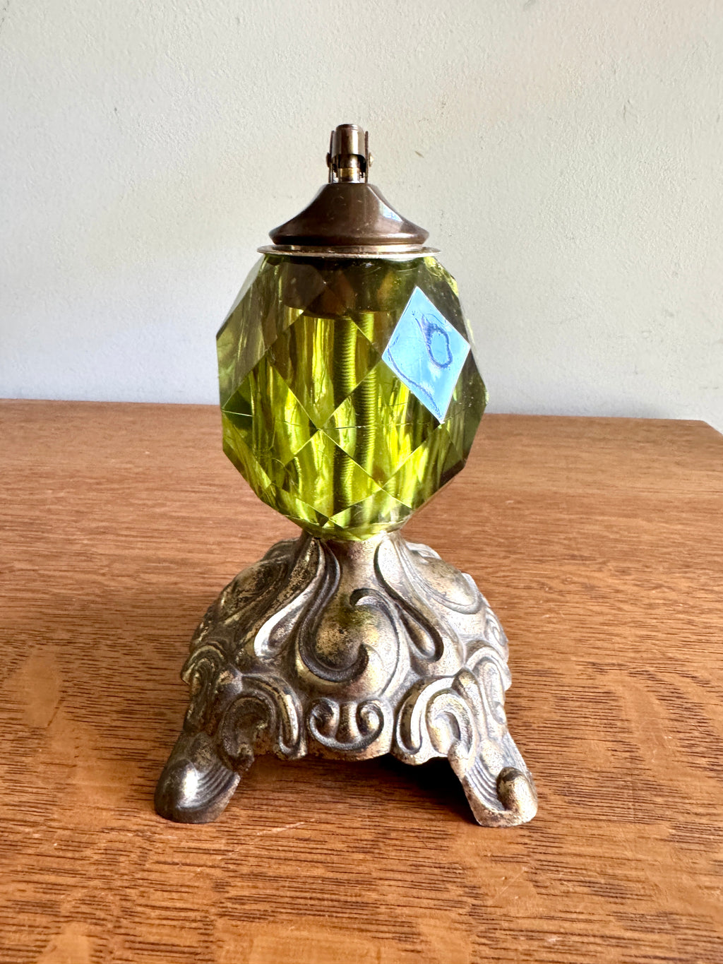 Hollywood Regency-Inspired Brass and Green Crystal Table Lighter ~ Accurate Casting Co. Lighter