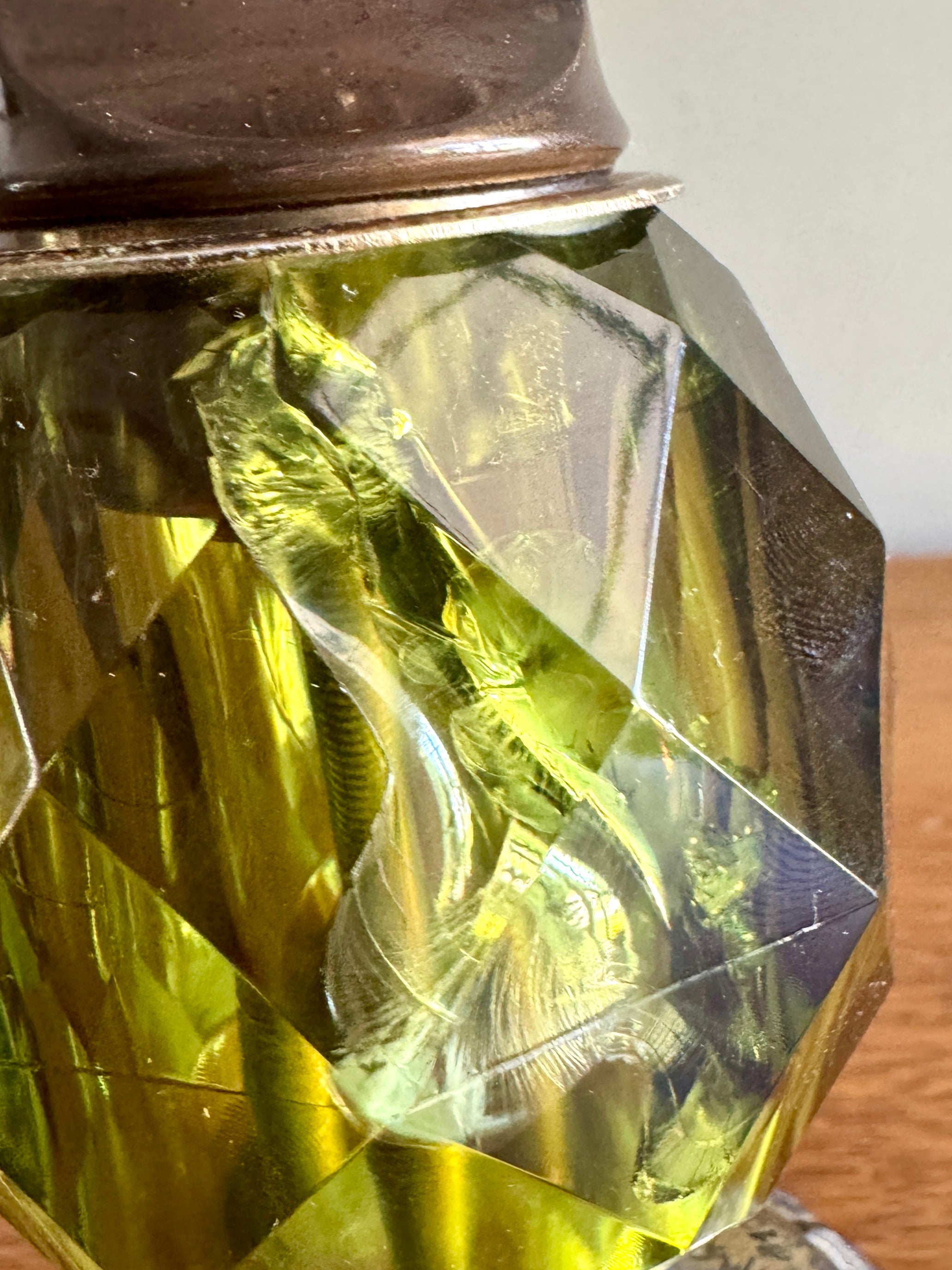 Hollywood Regency-Inspired Brass and Green Crystal Table Lighter ~ Accurate Casting Co. Lighter