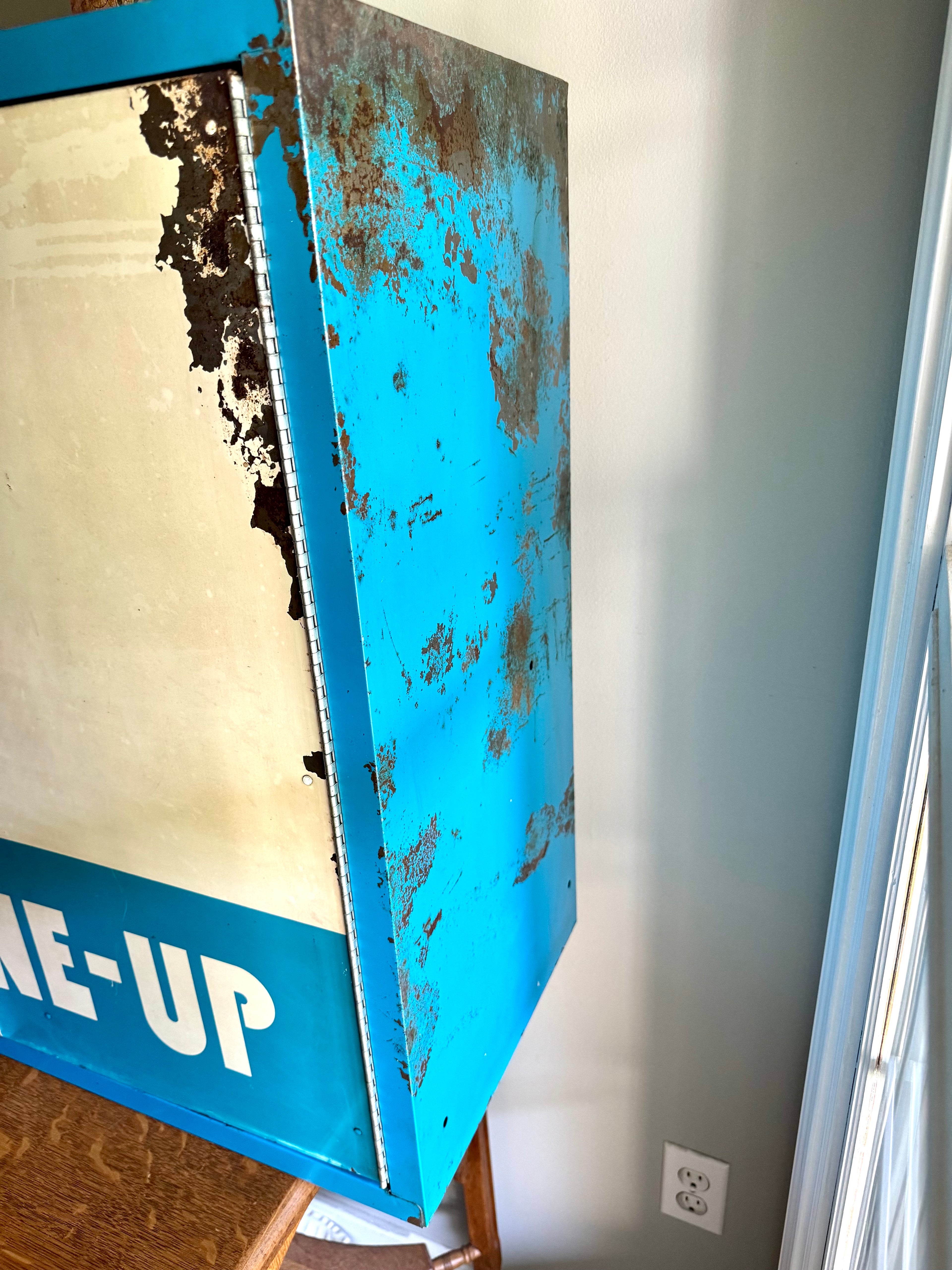 Vintage Metal American Parts Wall Cabinet| Blue Big Poweready Parts Cabinet | Power Ready Automotive Advertisement Bin | Industrial Cabinet