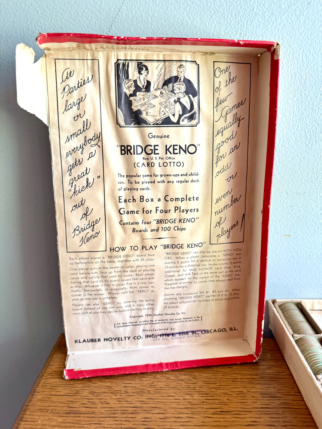 1930's Bridge Keno Game ~ Klauber Novelty Co. Bridge Keno Game ~ Milton Bradley Bridge Keno Game