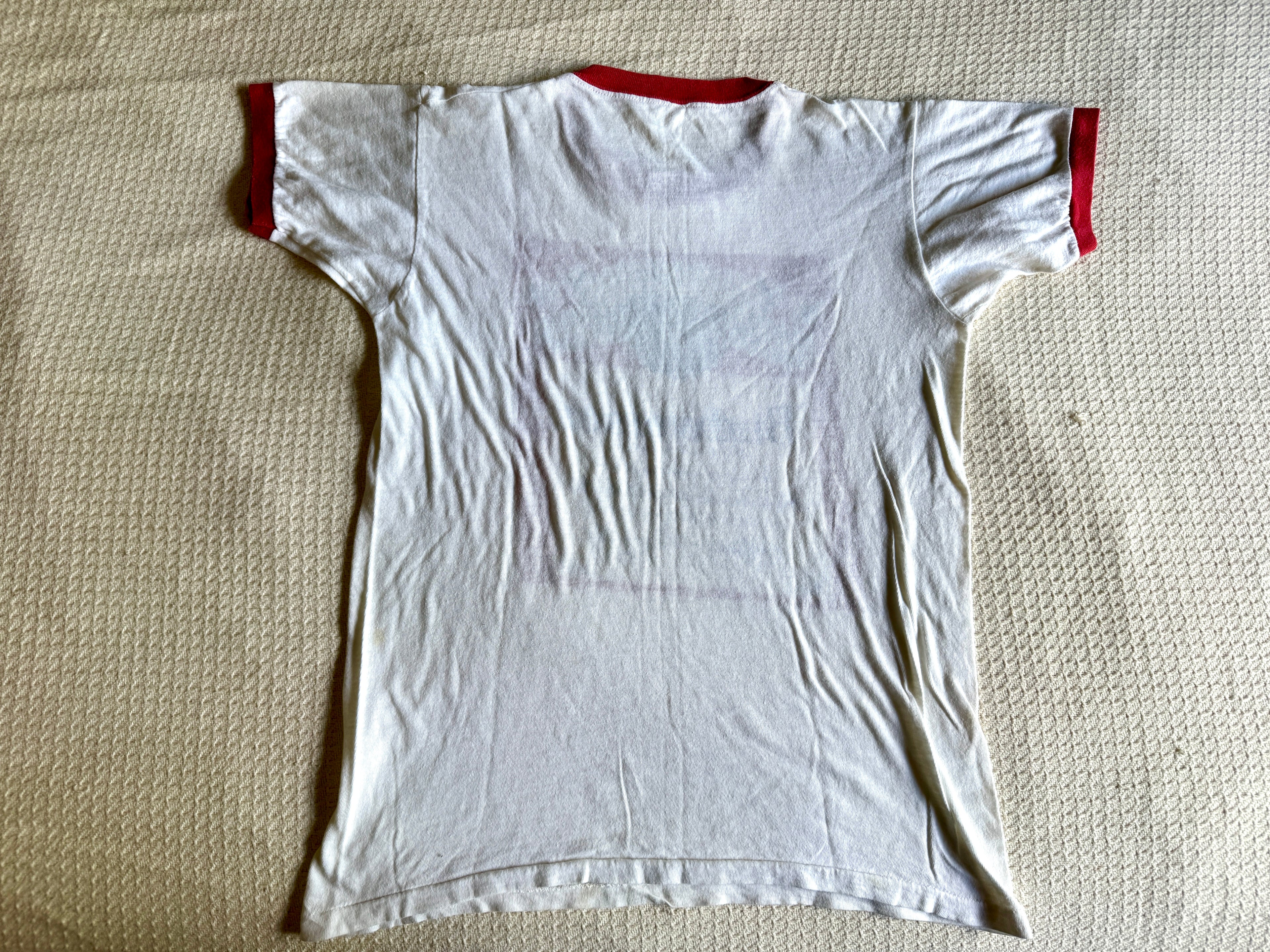 Vintage 70's Budweiser Ringer T-shirt ~ Single Stitch Budweiser Graphic Red Ringer Tee ~ Size M
