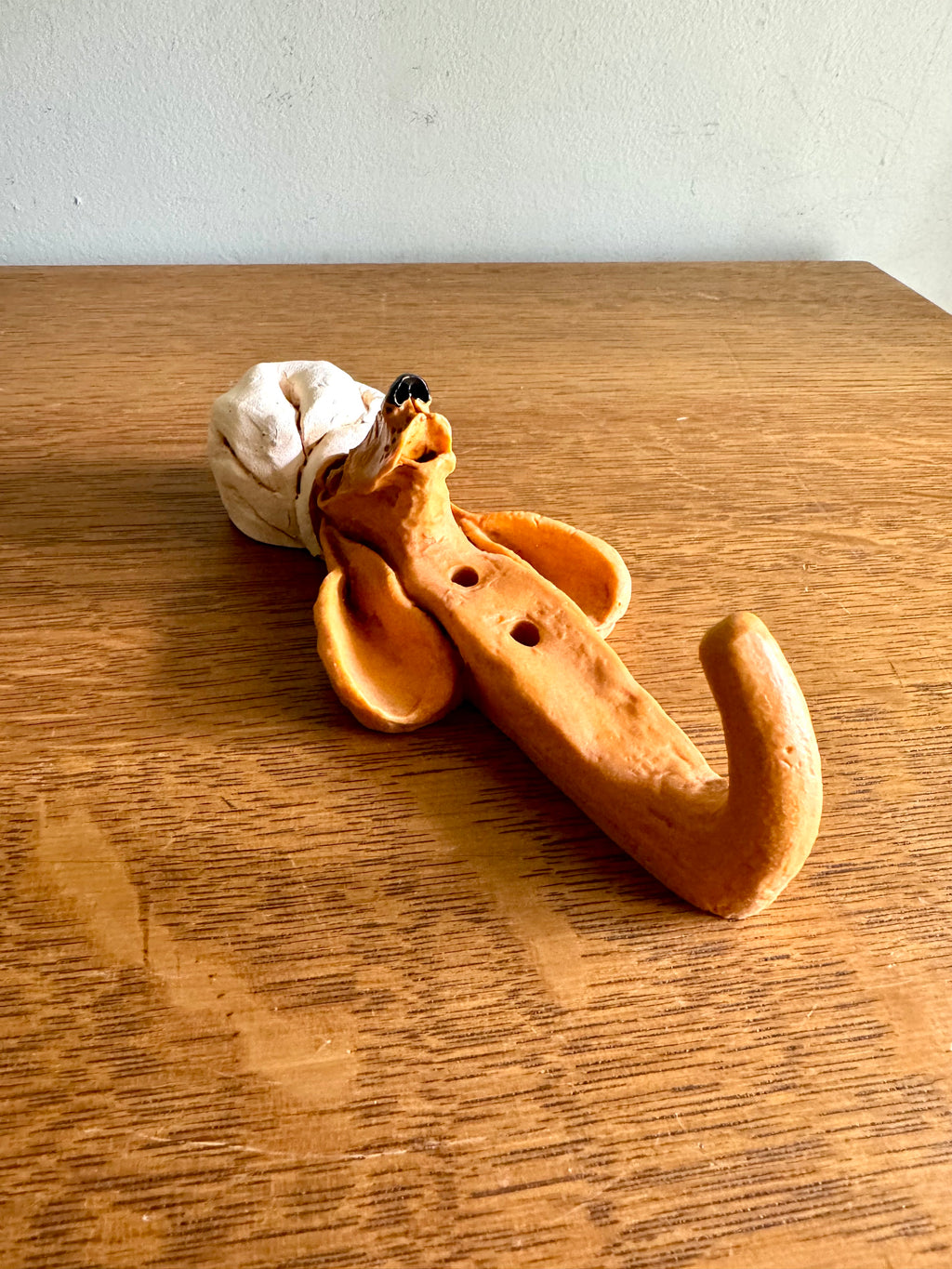 Vintage Unique Critters Hound Dog Kitchen Hook | Hound Dog Pottery Hook | Droopy Faced Dog with Chef's Hat Hook