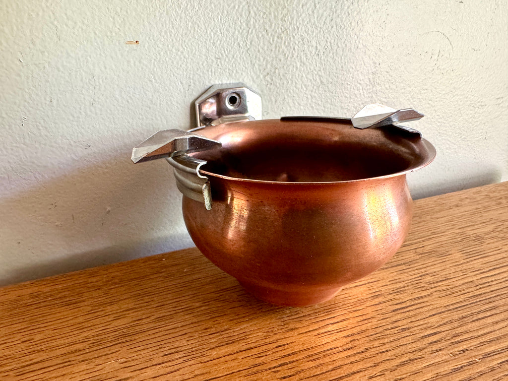 Vintage Wall Mounted Copper Stinky Ashtray ~ Unique Wall Mounted Ashtray