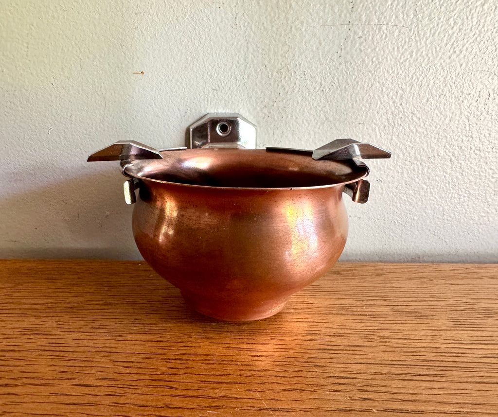 Vintage Wall Mounted Copper Stinky Ashtray ~ Unique Wall Mounted Ashtray