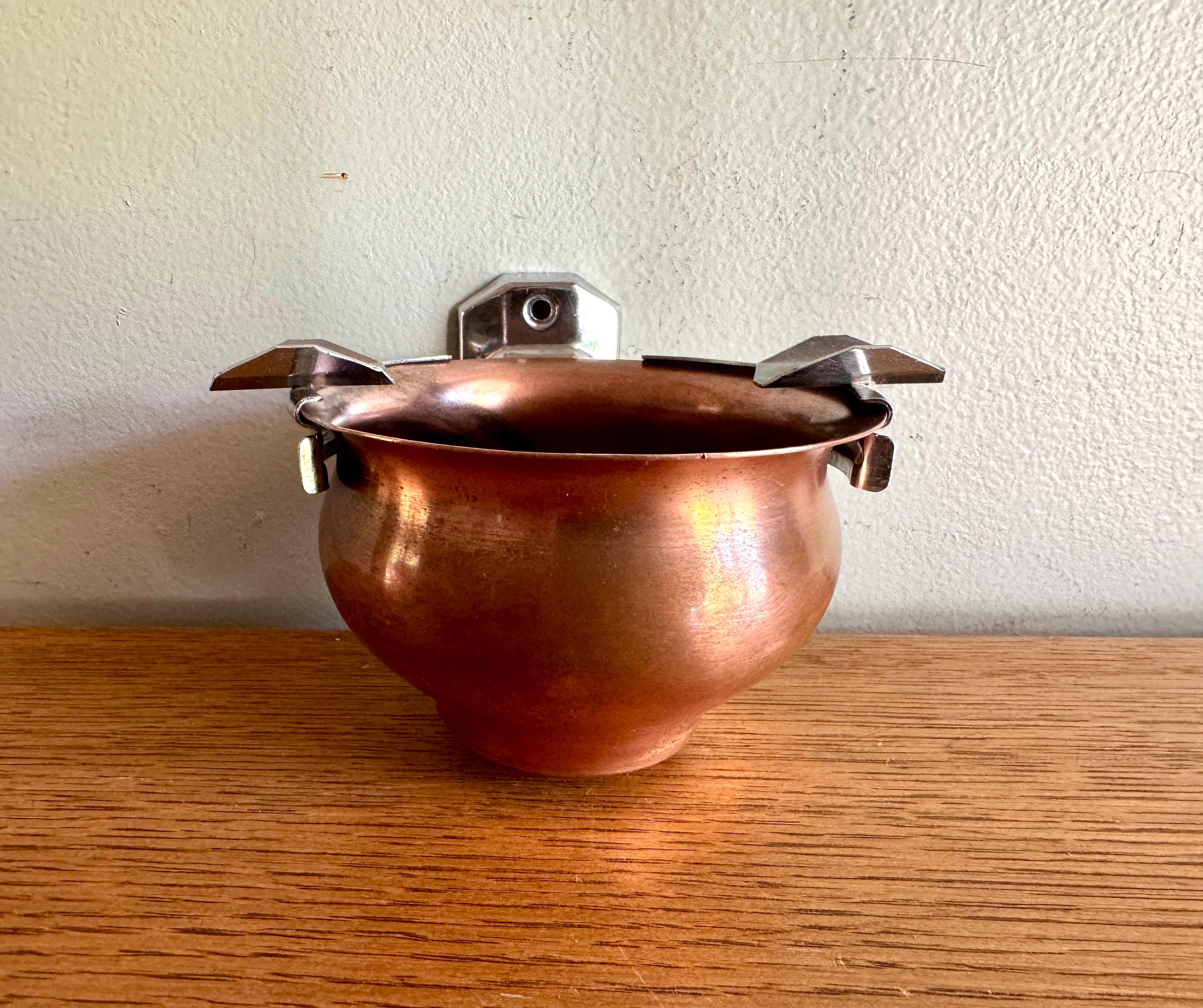 Vintage Wall Mounted Copper Stinky Ashtray ~ Unique Wall Mounted Ashtray