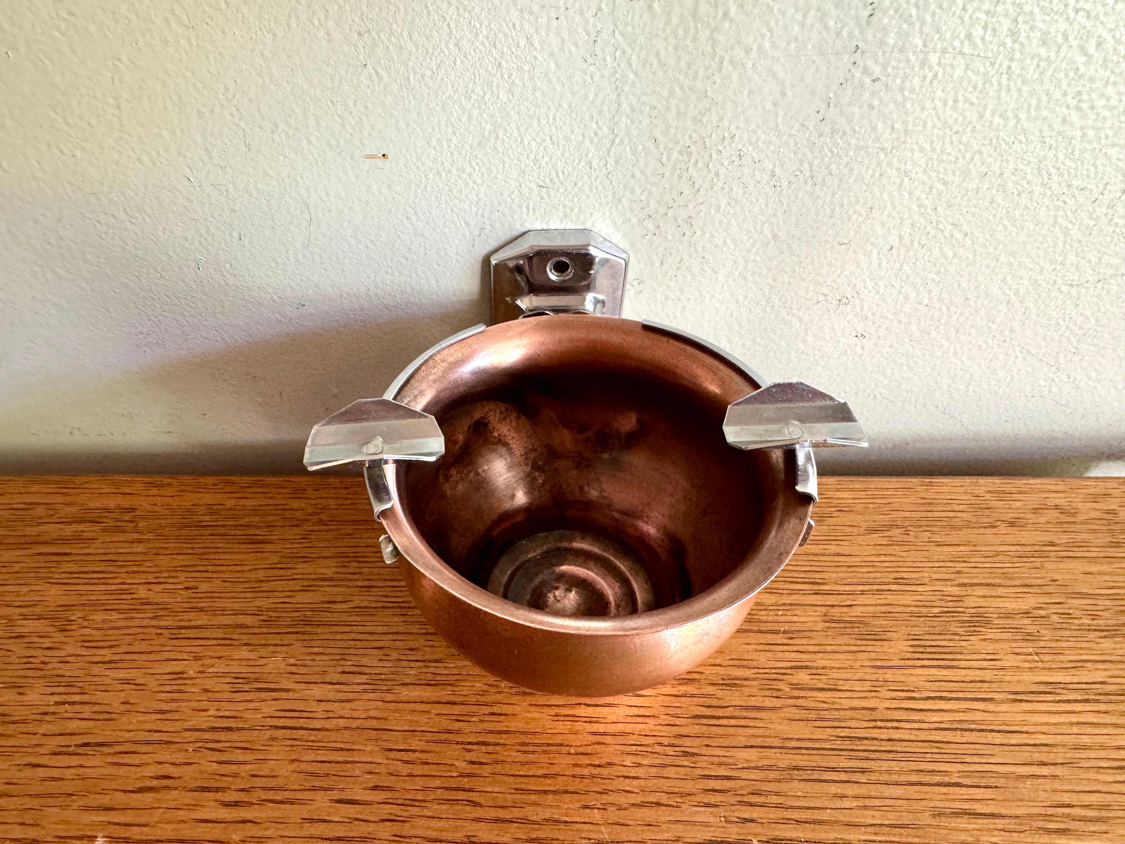 Vintage Wall Mounted Copper Stinky Ashtray ~ Unique Wall Mounted Ashtray