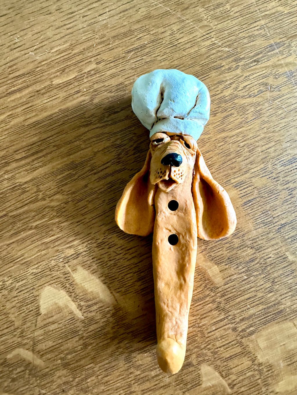 Vintage Unique Critters Hound Dog Kitchen Hook | Hound Dog Pottery Hook | Droopy Faced Dog with Chef's Hat Hook