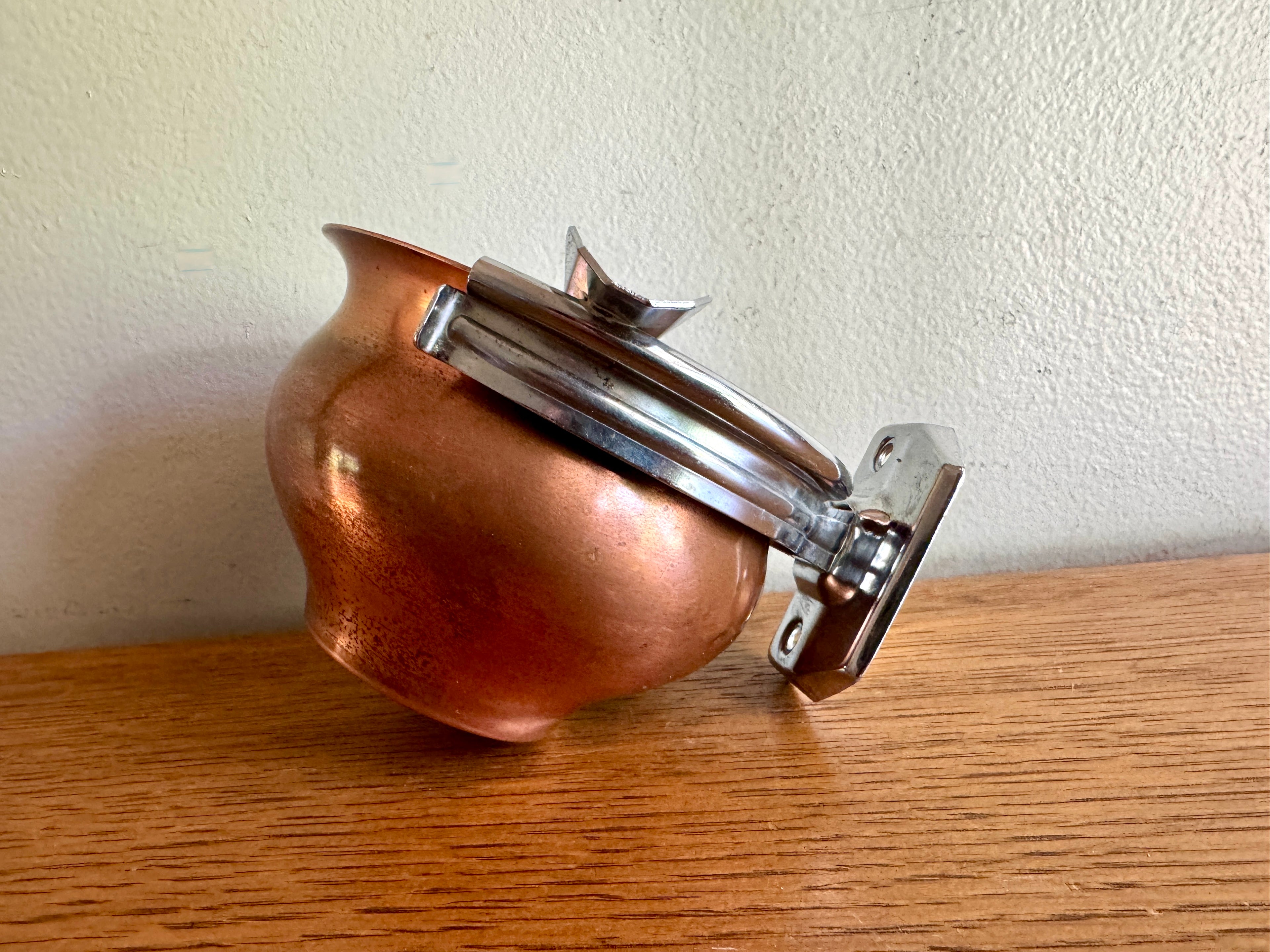 Vintage Wall Mounted Copper Stinky Ashtray ~ Unique Wall Mounted Ashtray