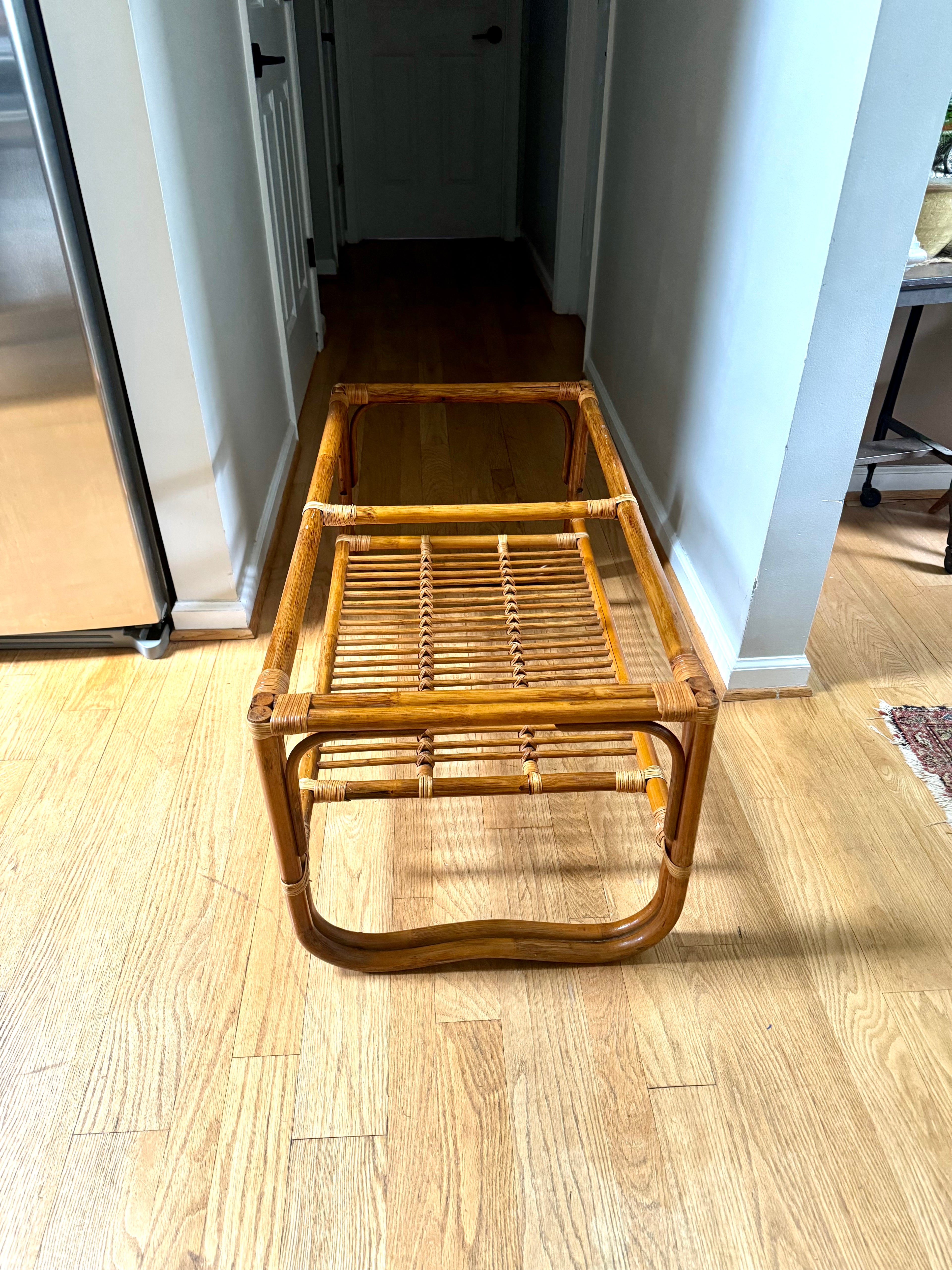 Vintage Franco Albini Style Bamboo Coffee Table Frame  | Albini Style Rattan Coffee Table | MCM Boho Rattan Table Frame | Bamboo Table