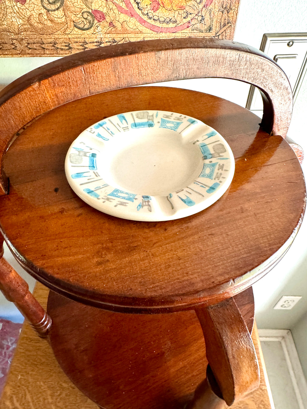 Vintage 3 Tiered Wooden Smokers Stand ~ Turned Wood 3 Tiered Stand
