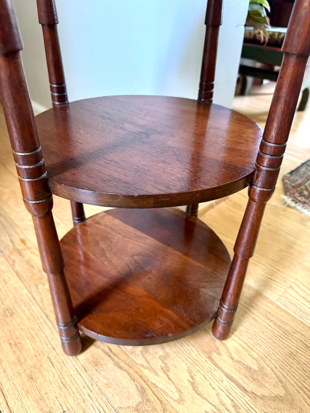 Vintage 3 Tiered Wooden Smokers Stand ~ Turned Wood 3 Tiered Stand