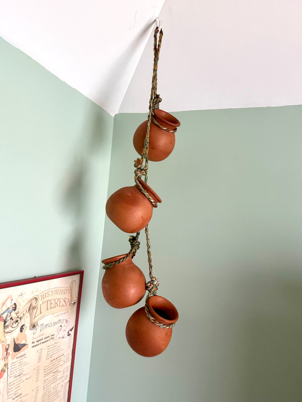 Vintage Terra-Cotta Hanging Pot Planter | 4 Hanging Planter Pots | Unique Dangling Terracotta Planter Pots | Terracotta Hanging Planters