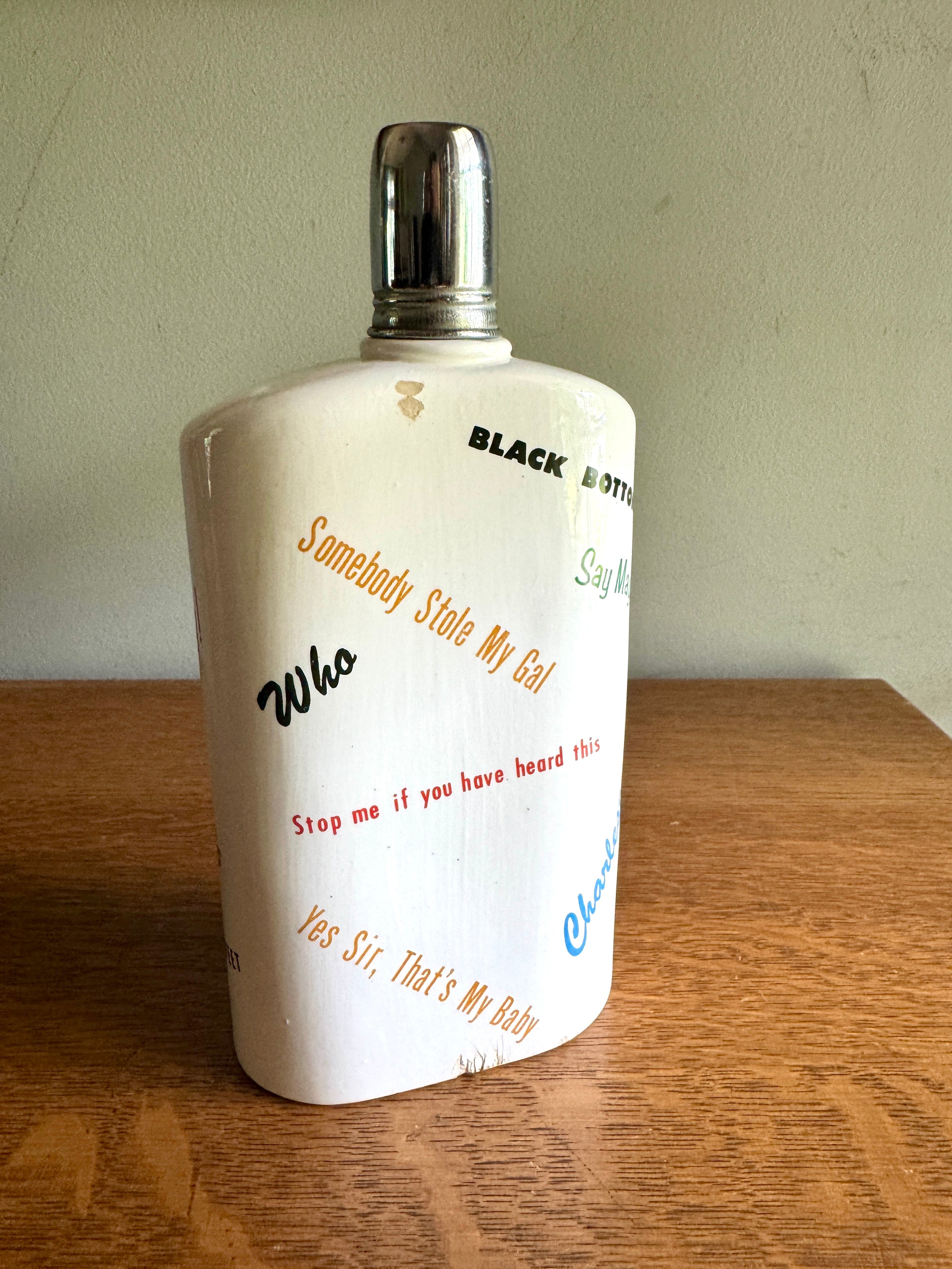 Ceramic Roaring 20's Theme Flask ~ 3D Gentleman in Raccoon Coat Flask ~ Japan Novelty Flask ~ Roaring 20s Bar Decor