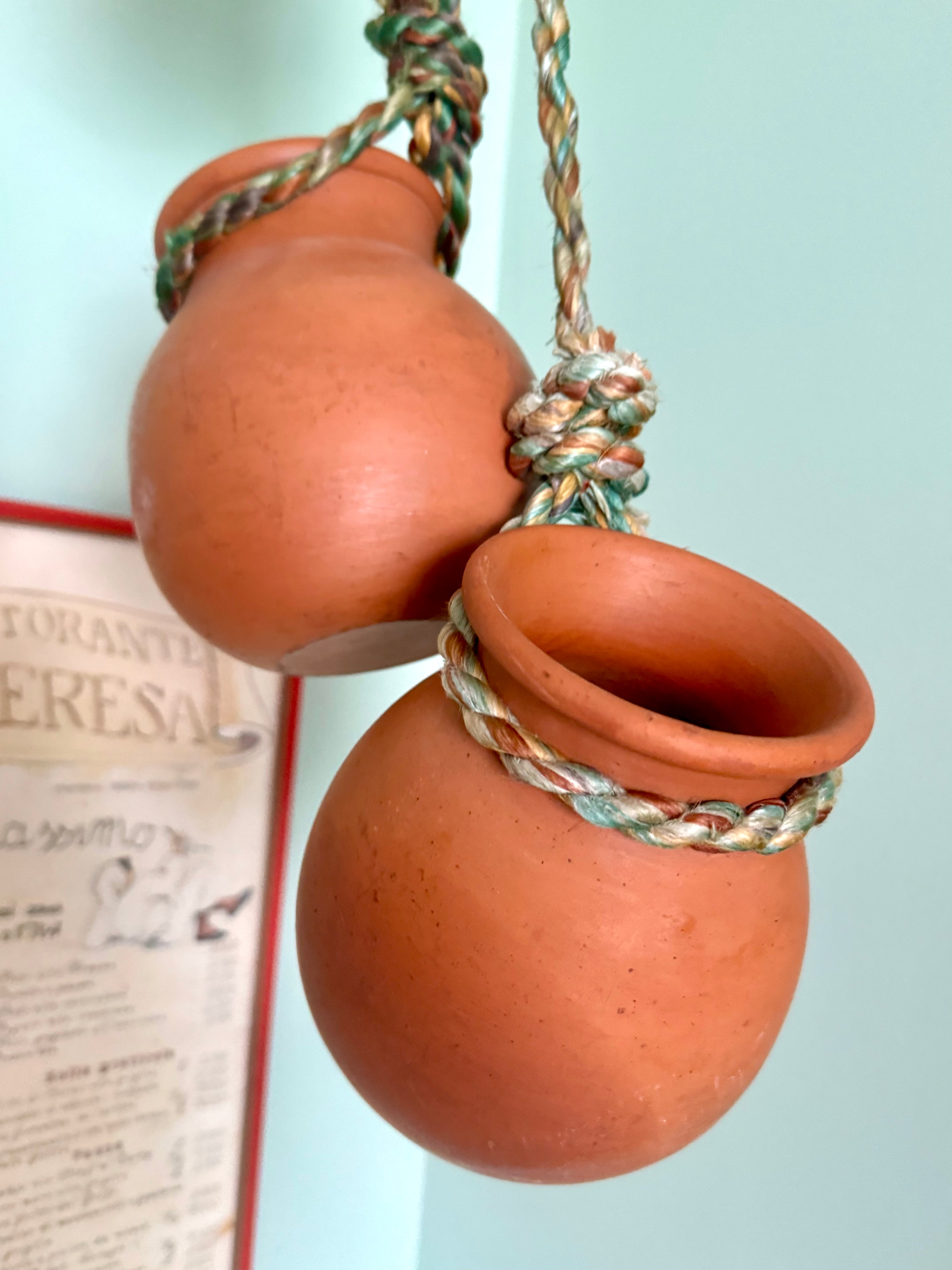 Vintage Terra-Cotta Hanging Pot Planter | 4 Hanging Planter Pots | Unique Dangling Terracotta Planter Pots | Terracotta Hanging Planters