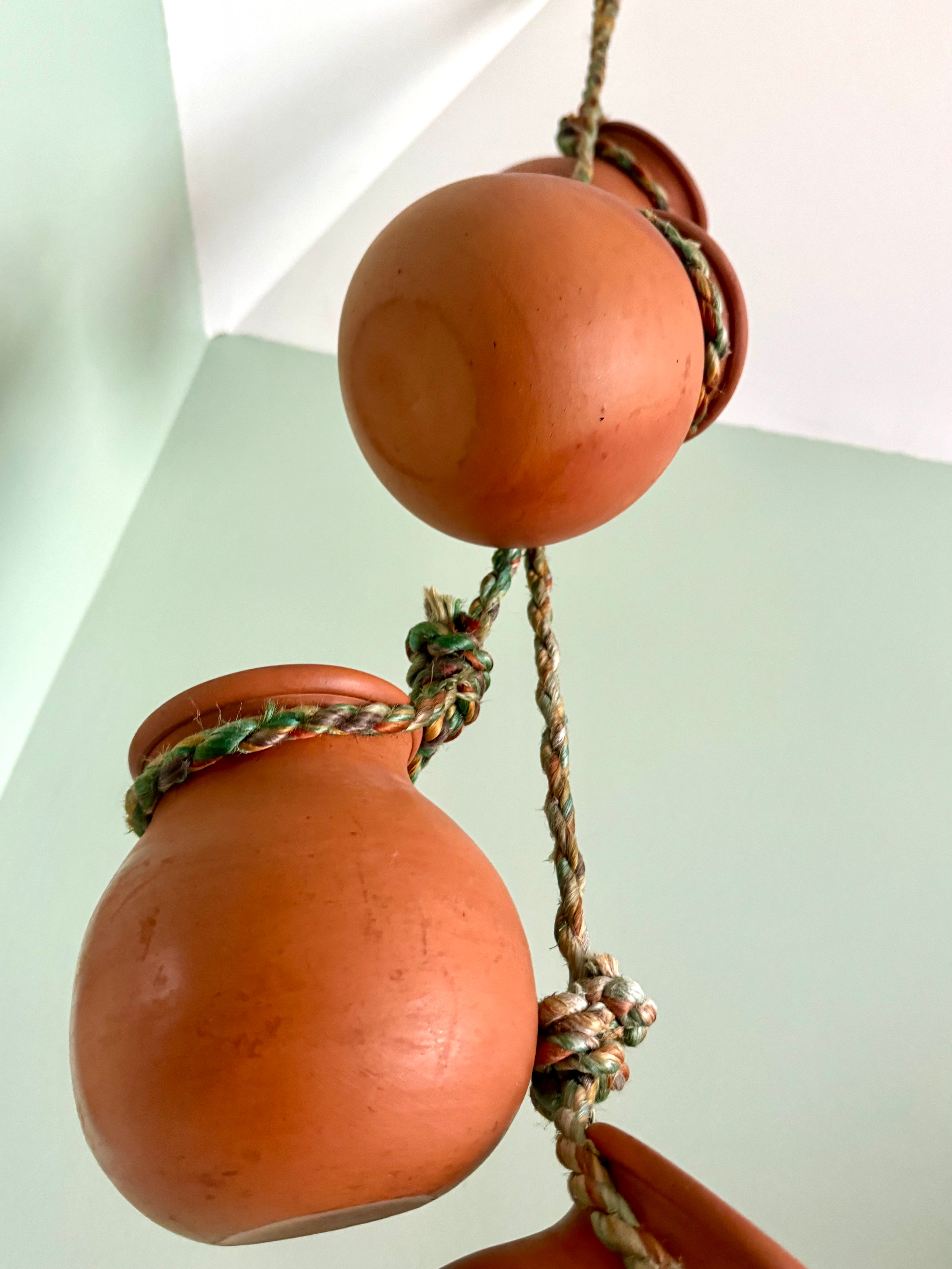 Vintage Terra-Cotta Hanging Pot Planter | 4 Hanging Planter Pots | Unique Dangling Terracotta Planter Pots | Terracotta Hanging Planters