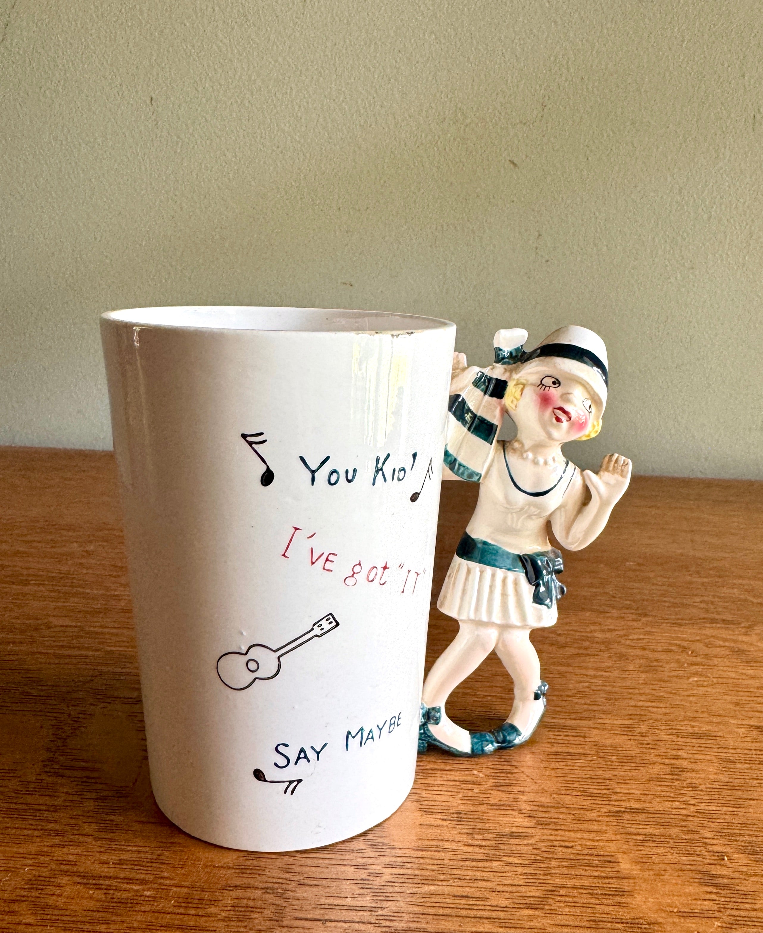 Ceramic Roaring 20's Theme Mug ~ 3D Flapper Dancing Girl Cup ~ Japan Novelty Cup ~ Roaring 20s Bar Decor