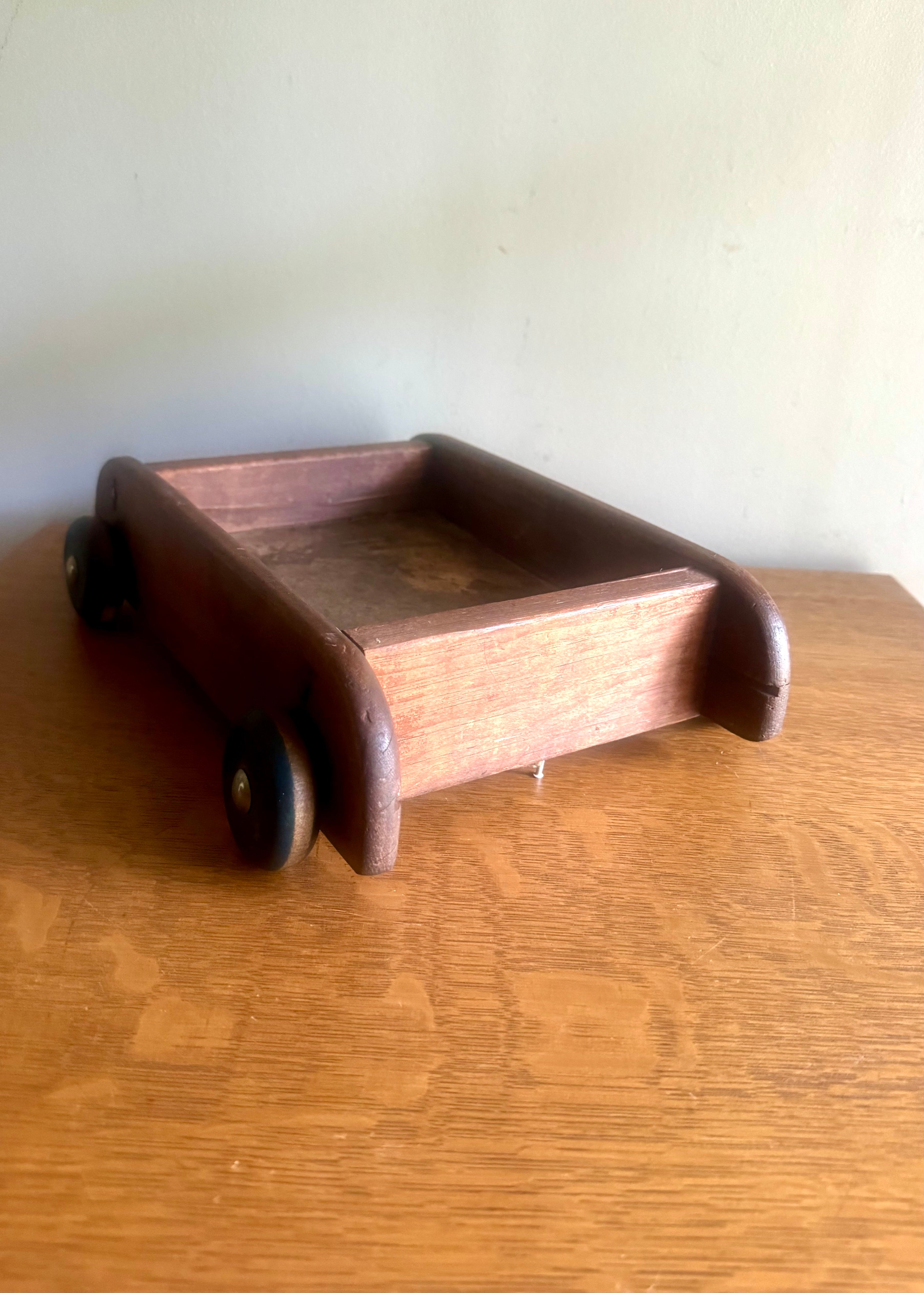 Vintage Distressed Wood Wagon Pull Toy | Silo Rainbow Wagon | Small Wooden Pull Wagon | Rustic Wagon Pull Toy | Wooden Wheel Wagon