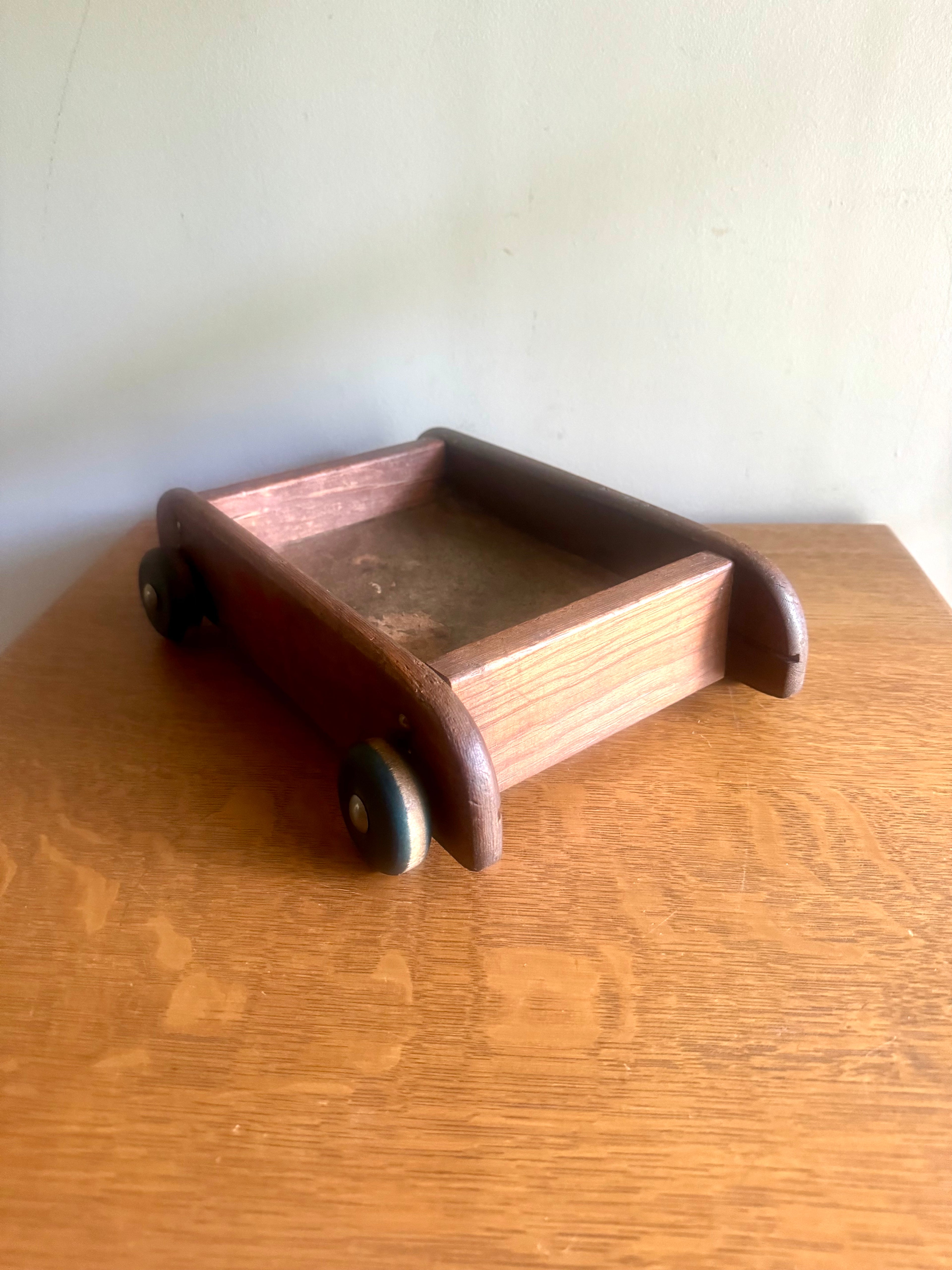 Vintage Distressed Wood Wagon Pull Toy | Silo Rainbow Wagon | Small Wooden Pull Wagon | Rustic Wagon Pull Toy | Wooden Wheel Wagon