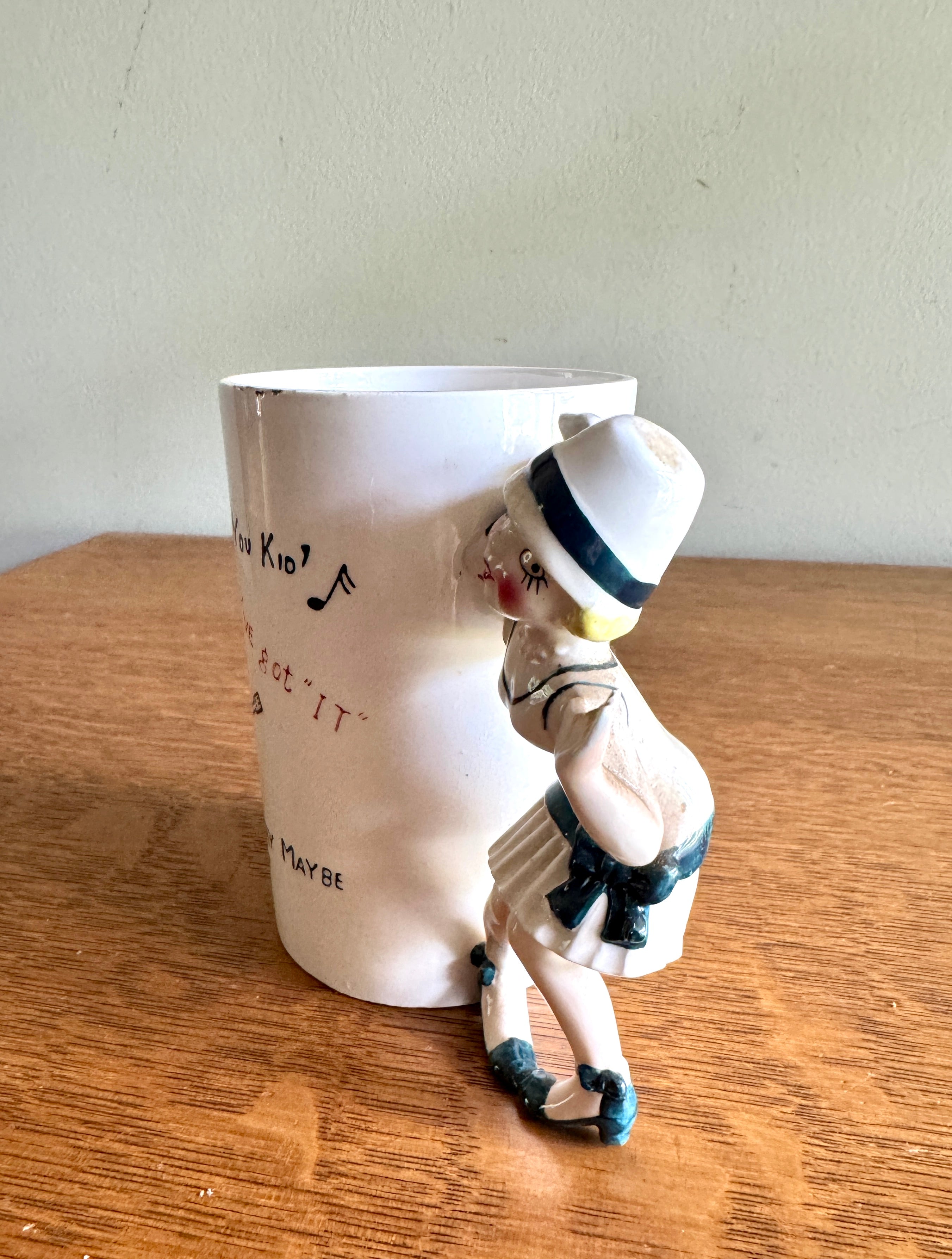 Ceramic Roaring 20's Theme Mug ~ 3D Flapper Dancing Girl Cup ~ Japan Novelty Cup ~ Roaring 20s Bar Decor